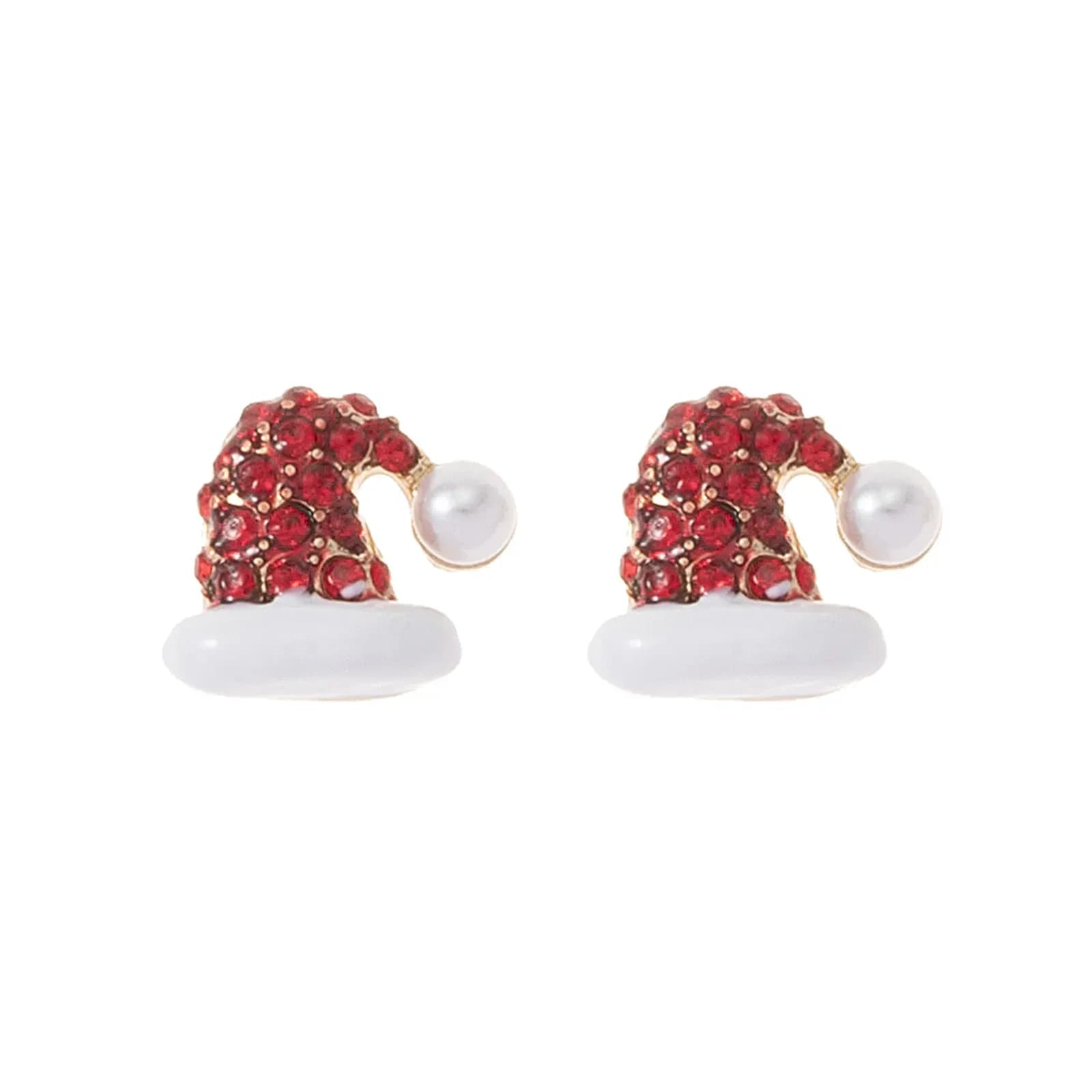 Guldfärgade örhängen, studs tomteluva glasstenar - 1 cm 1