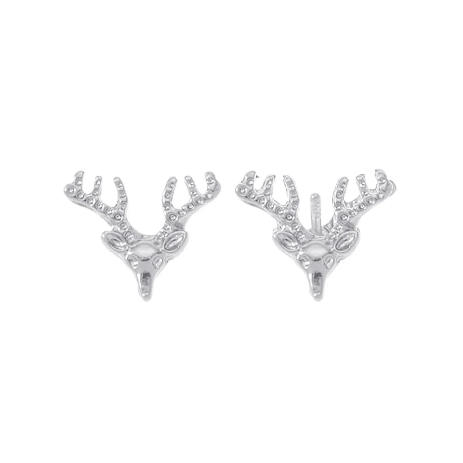 Silverfärgade örhängen, studs ren med horn i metall - 1 cm 2