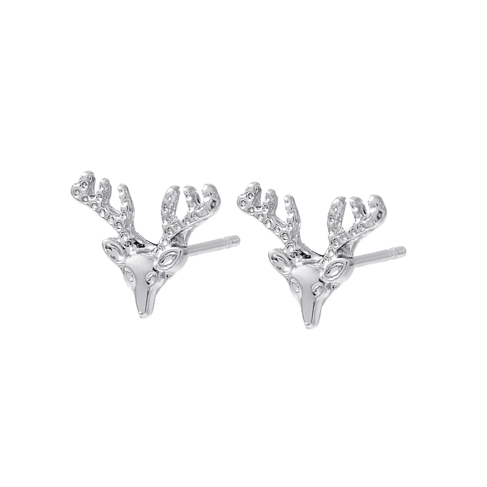 Silverfärgade örhängen, studs ren med horn i metall - 1 cm 3