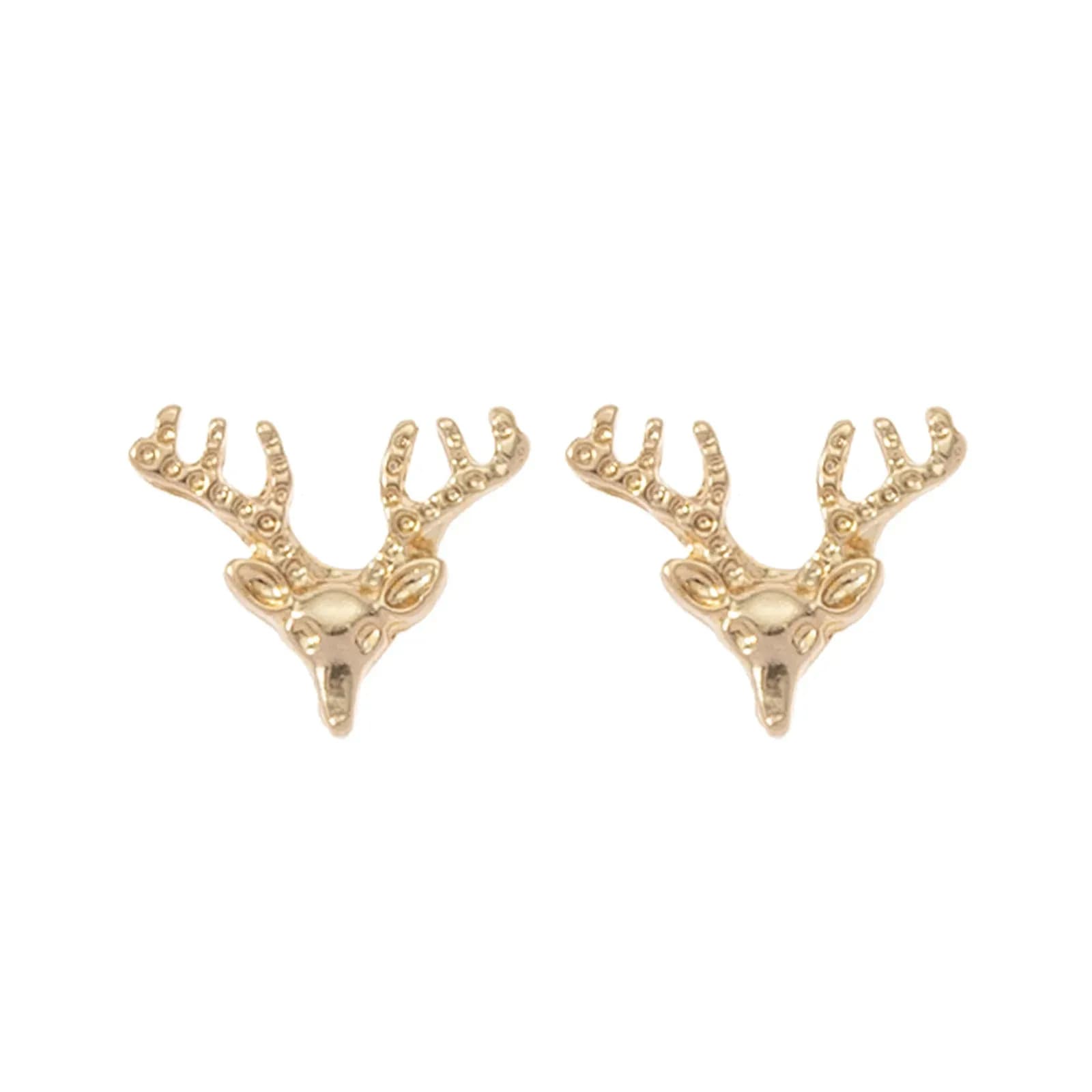 Guldfärgade örhängen, studs ren med horn i metall - 1 cm 1