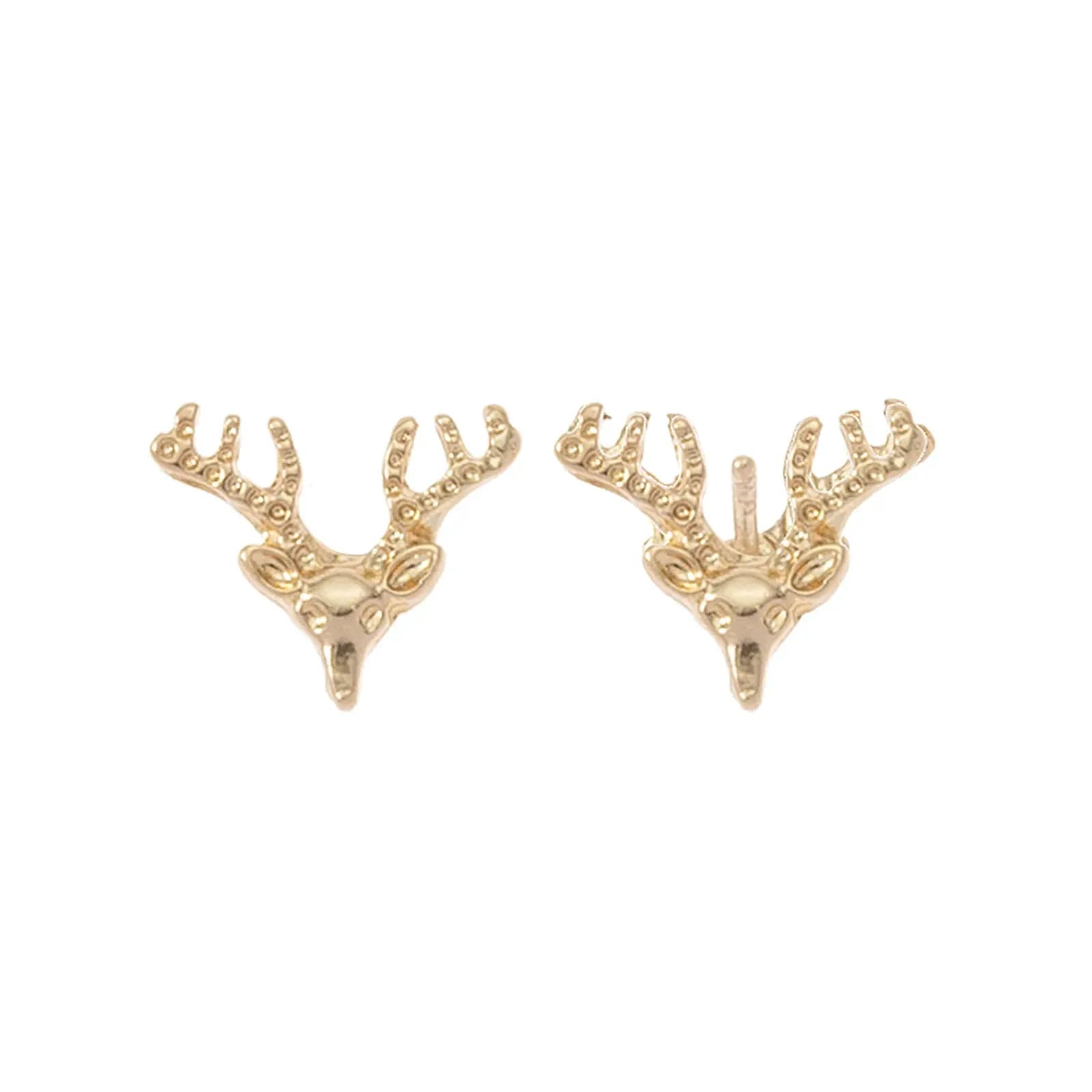 Guldfärgade örhängen, studs ren med horn i metall - 1 cm 2