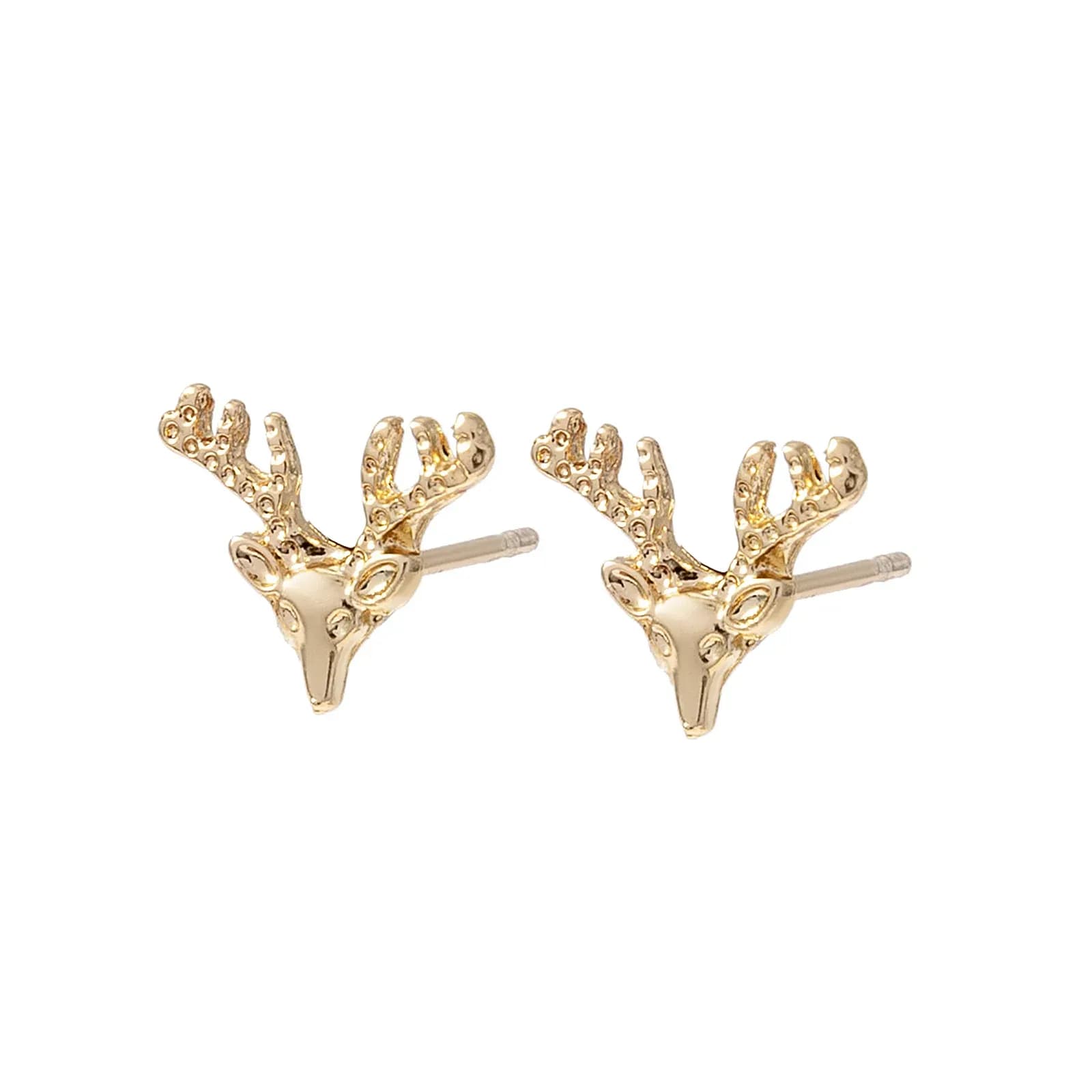Guldfärgade örhängen, studs ren med horn i metall - 1 cm 3