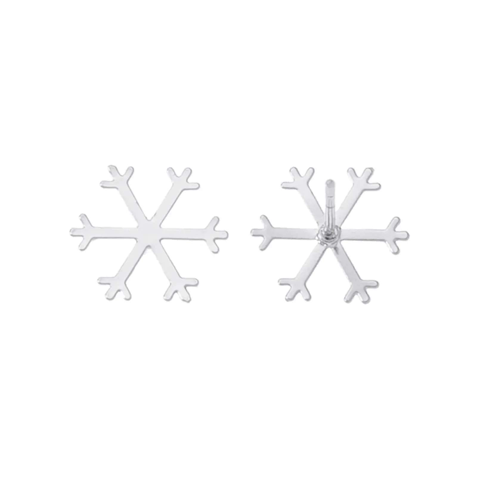 Silverfärgade örhängen, studs snöflinga i metall - 1 cm 2