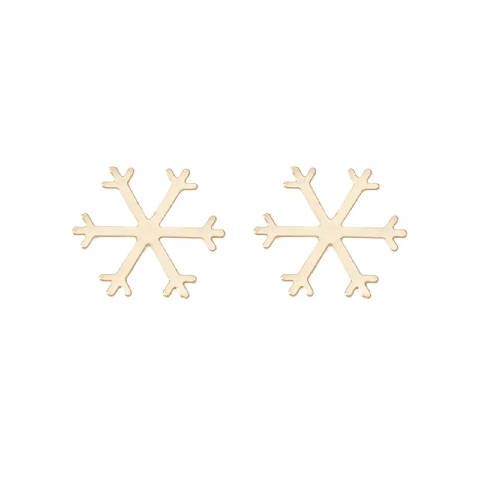 Guldfärgade örhängen, studs snöflinga i metall - 1 cm 1