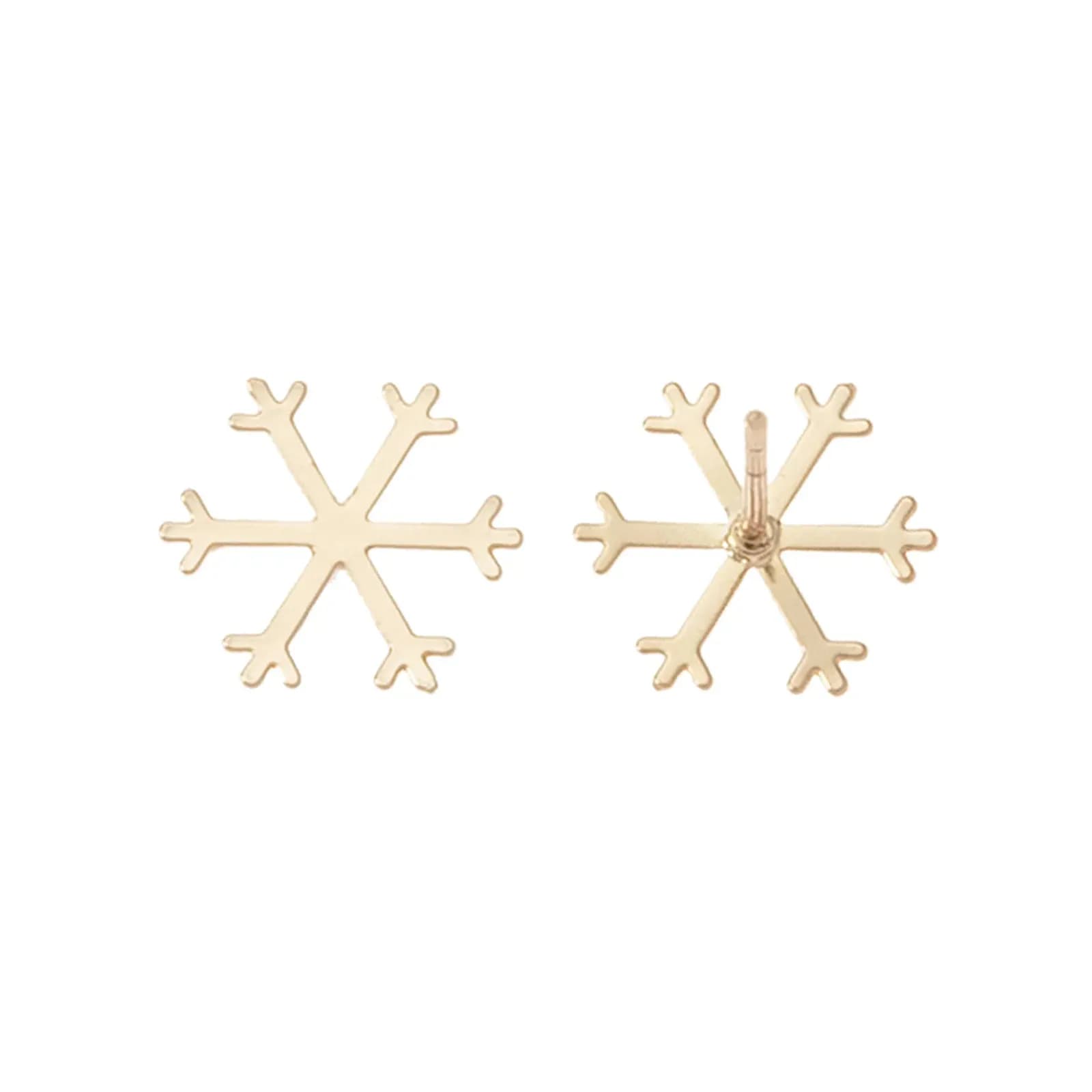 Guldfärgade örhängen, studs snöflinga i metall - 1 cm 2