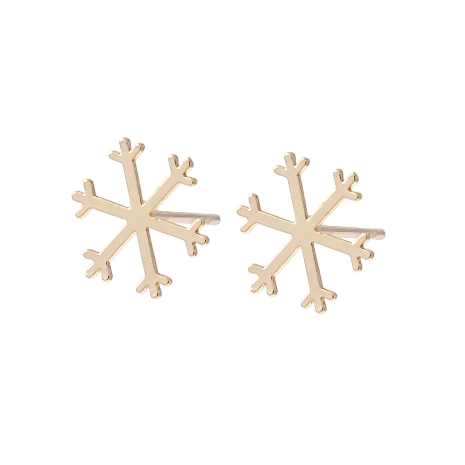 Guldfärgade örhängen, studs snöflinga i metall - 1 cm 3