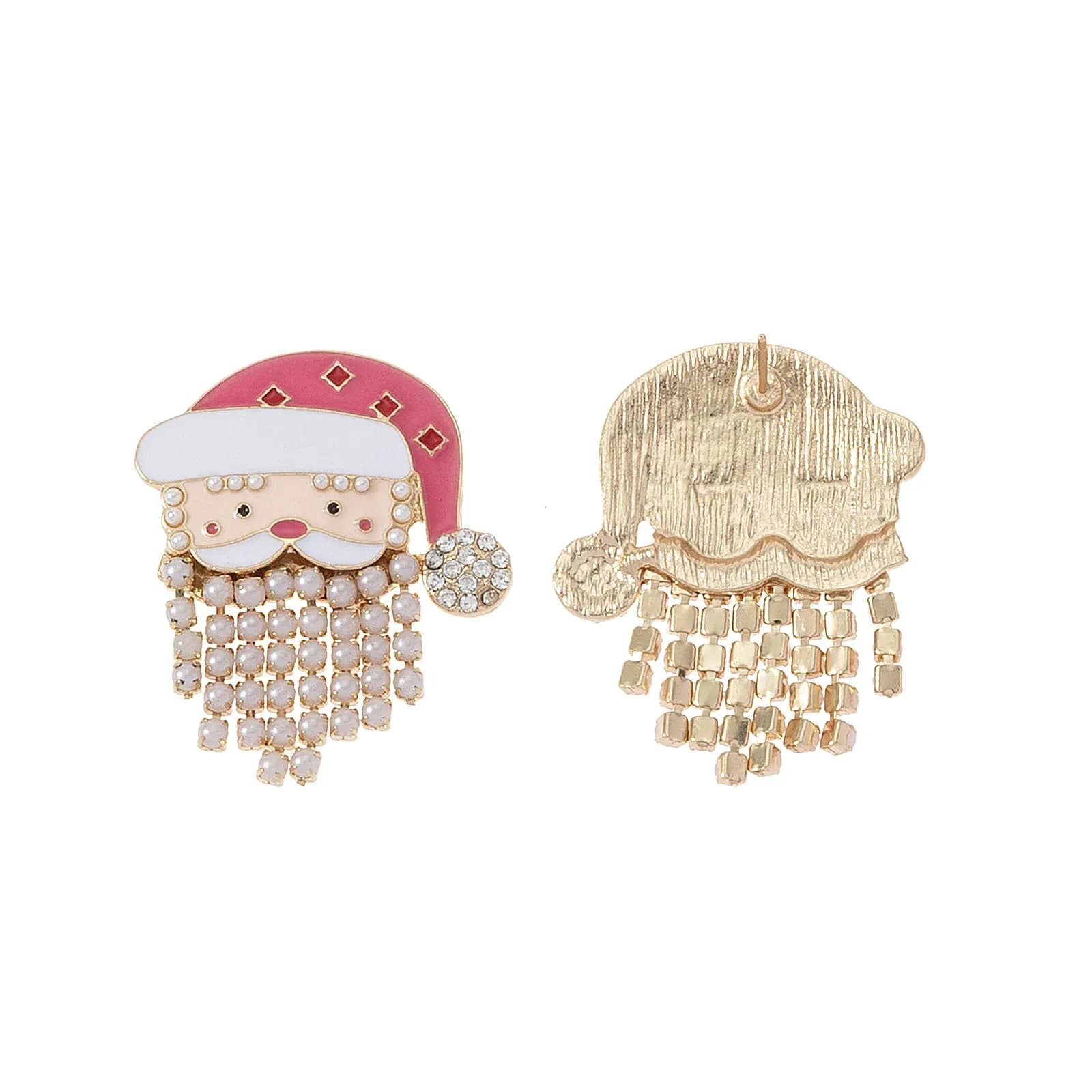 Guldfärgade örhängen, studs tomte pärlskägg - 3x3,5 cm 2
