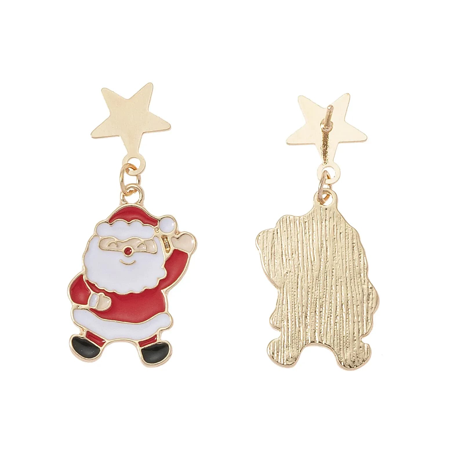 Guldfärgade örhängen, studs tomte och stjärna - 1,5x3 cm 2