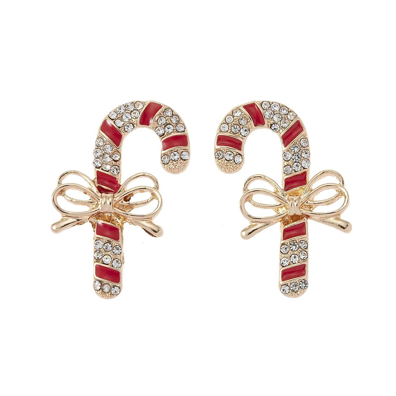 Guldfärgade örhängen, studs polkagris rosett - 2x3,5 cm