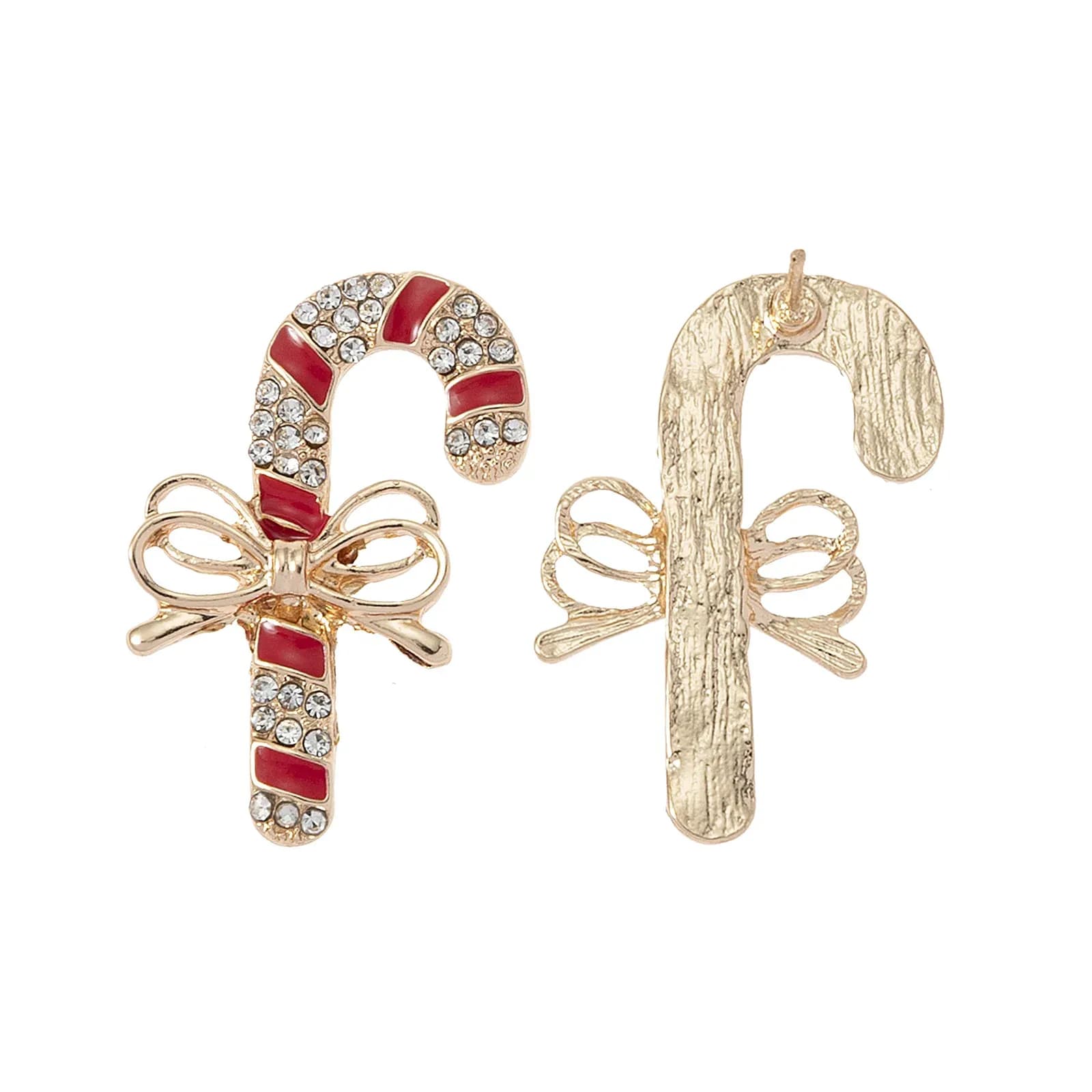 Guldfärgade örhängen, studs polkagris rosett - 2x3,5 cm 2