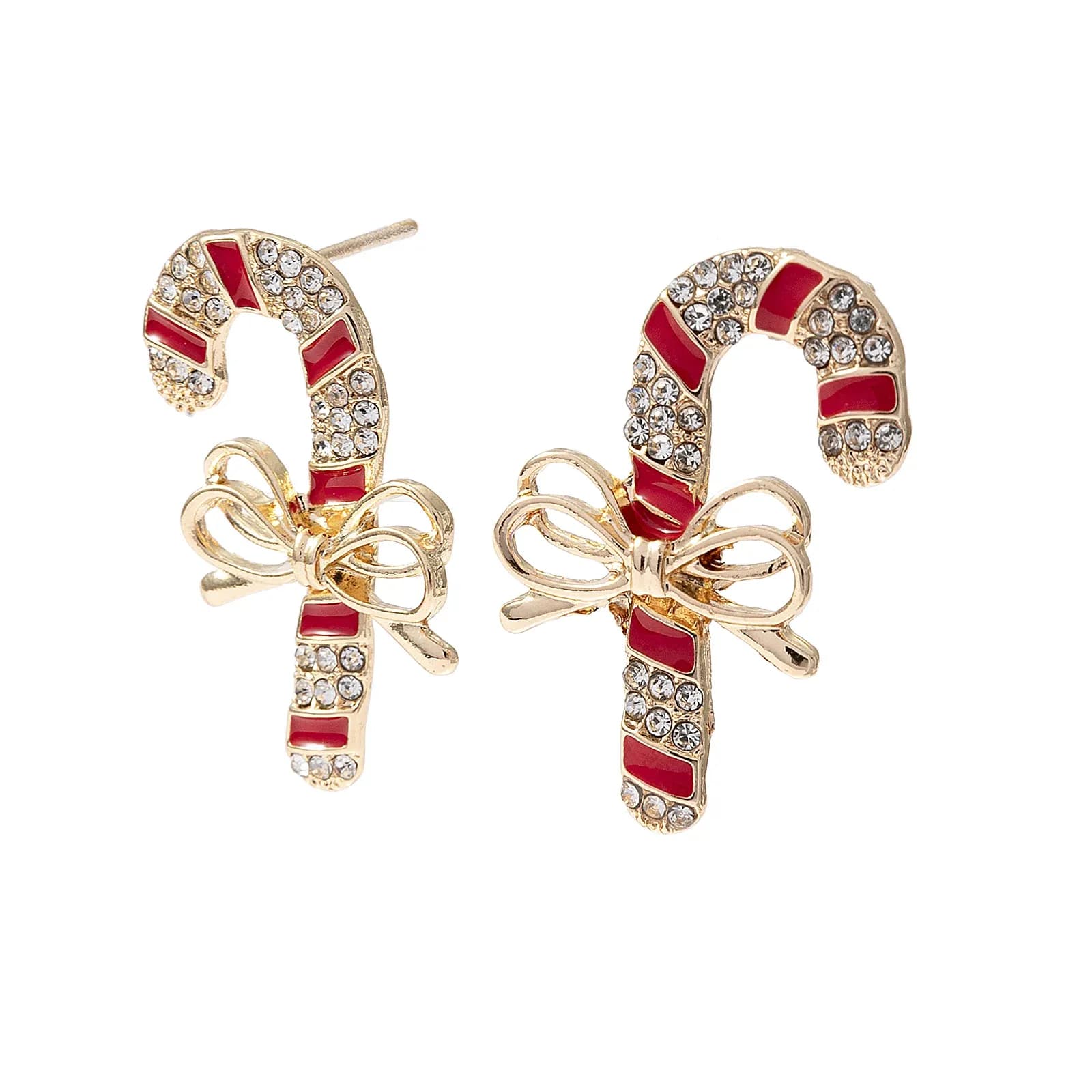 Guldfärgade örhängen, studs polkagris rosett - 2x3,5 cm 3