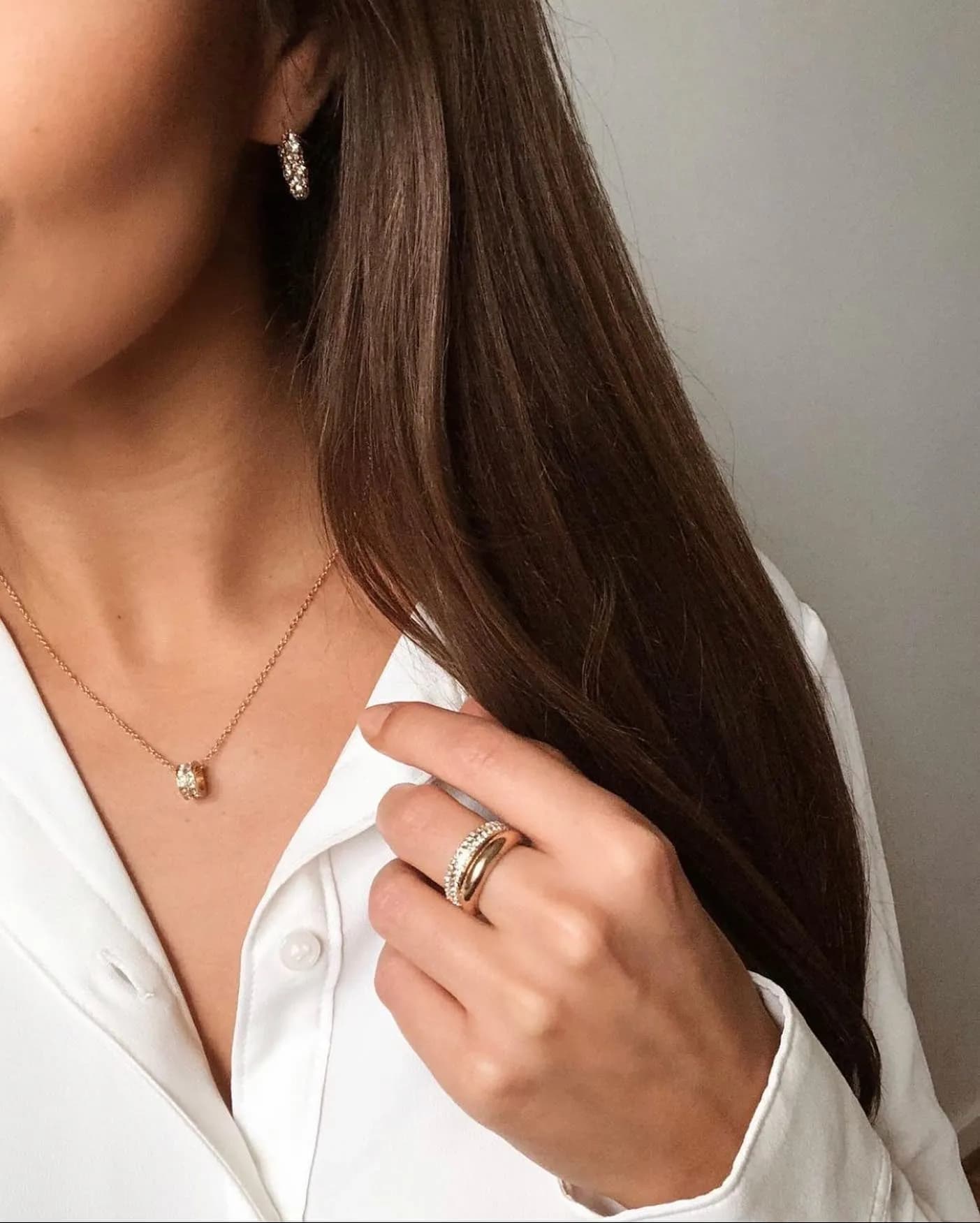 Halsband med ring Guld Montini 3