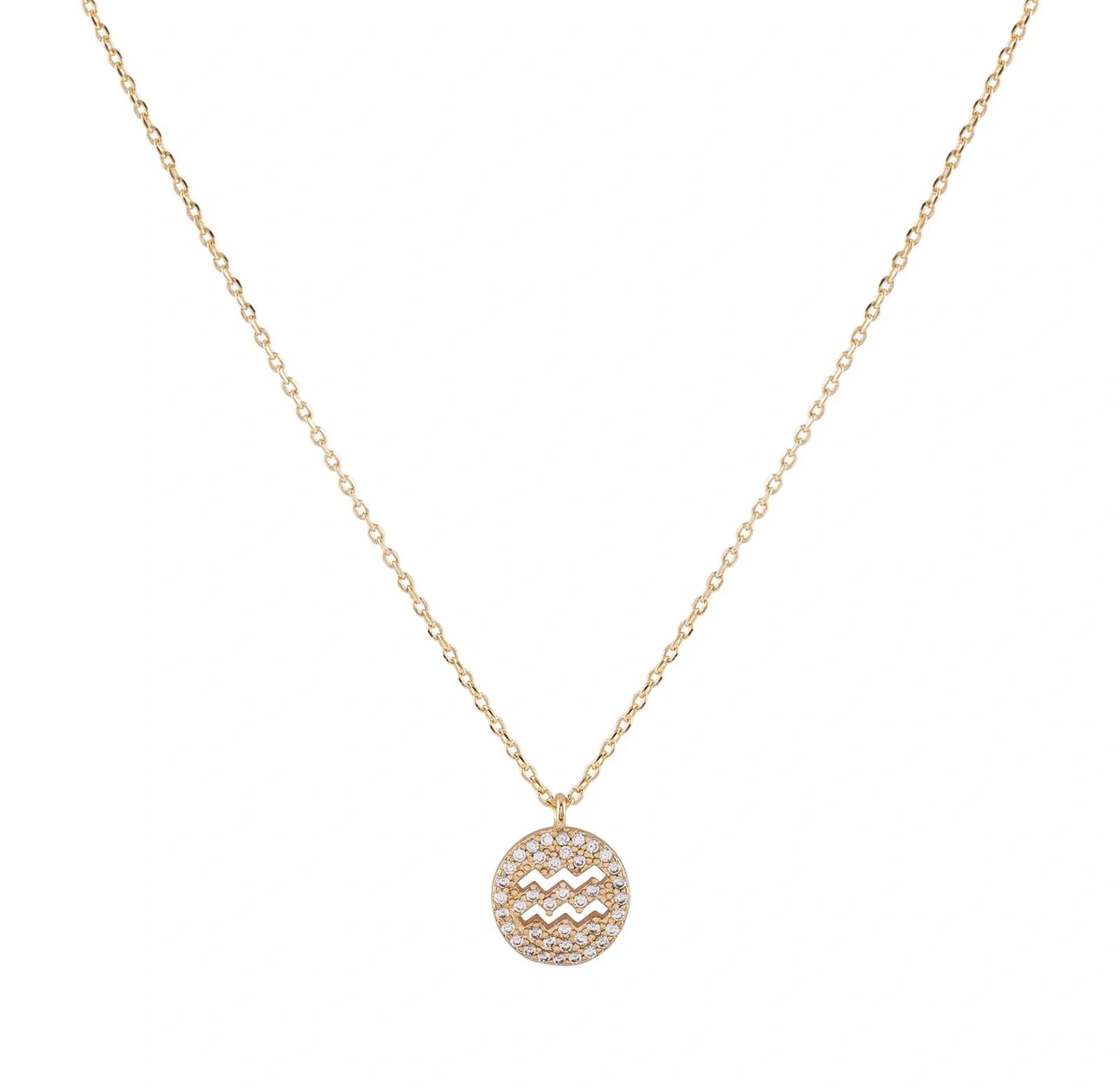 Guldfärgat halsband stjärntecken symbol -Vattumannen
