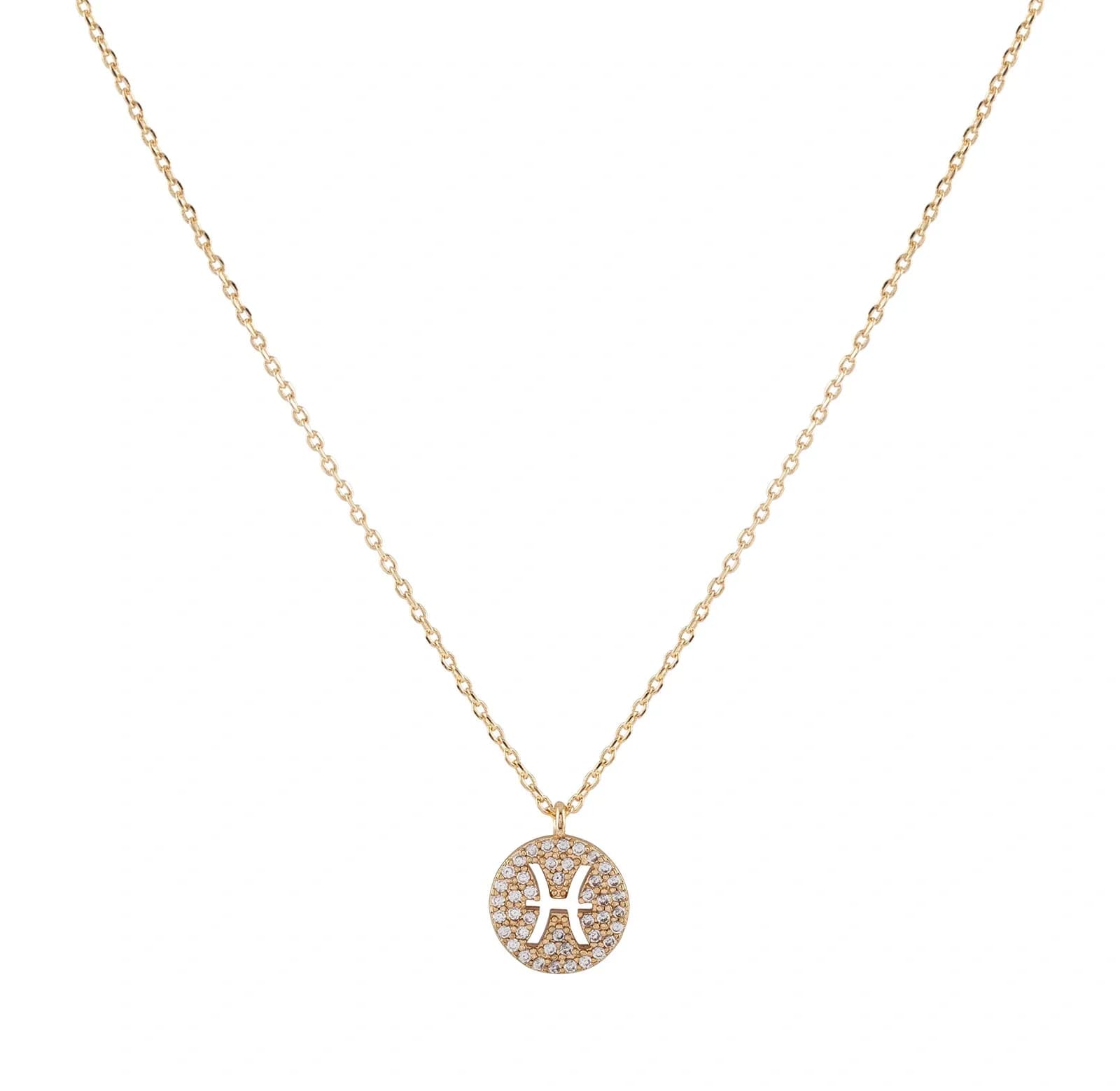Guldfärgat halsband stjärntecken symbol - Fiskarna