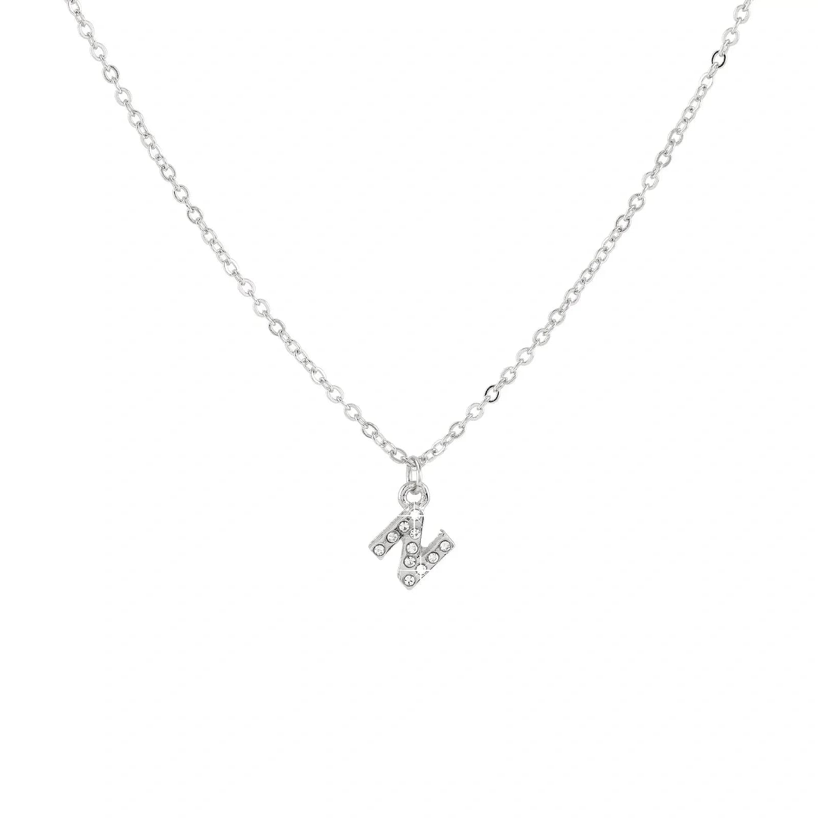 Silverfärgat halsband - bokstav N
