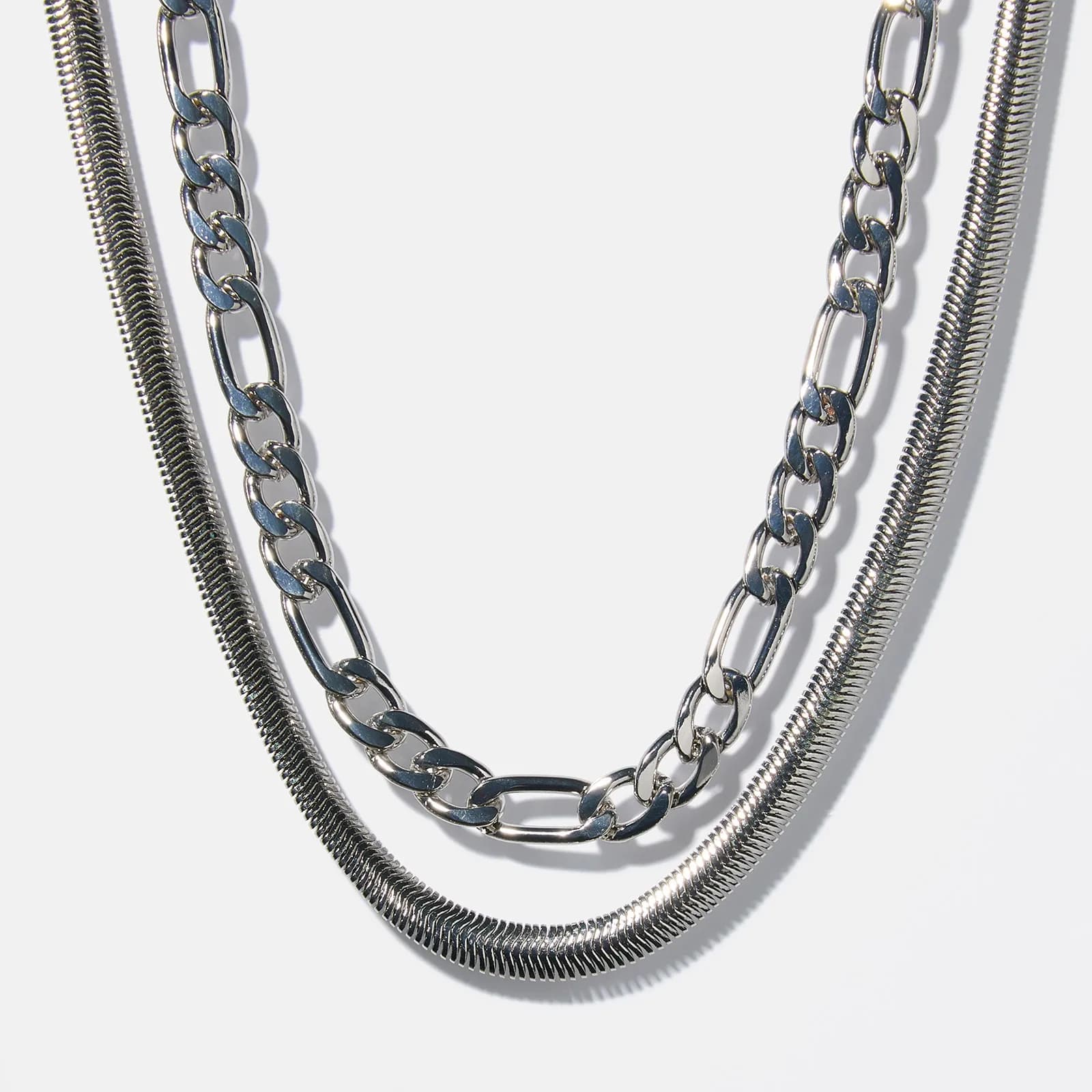 Halsband herr, 2-radigt silverfärgat