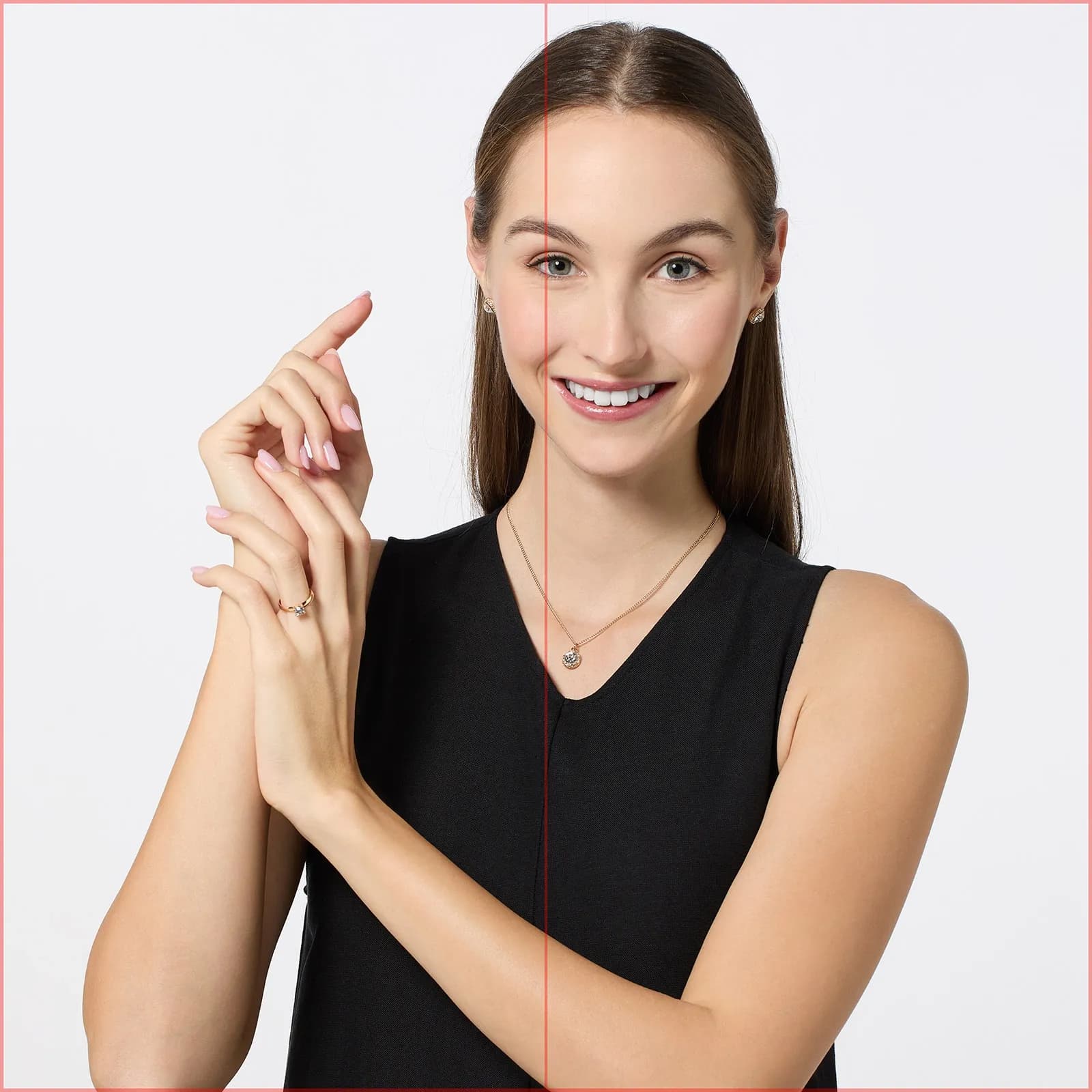 Smyckeset halsband, ring & örhängen guldfärg 2