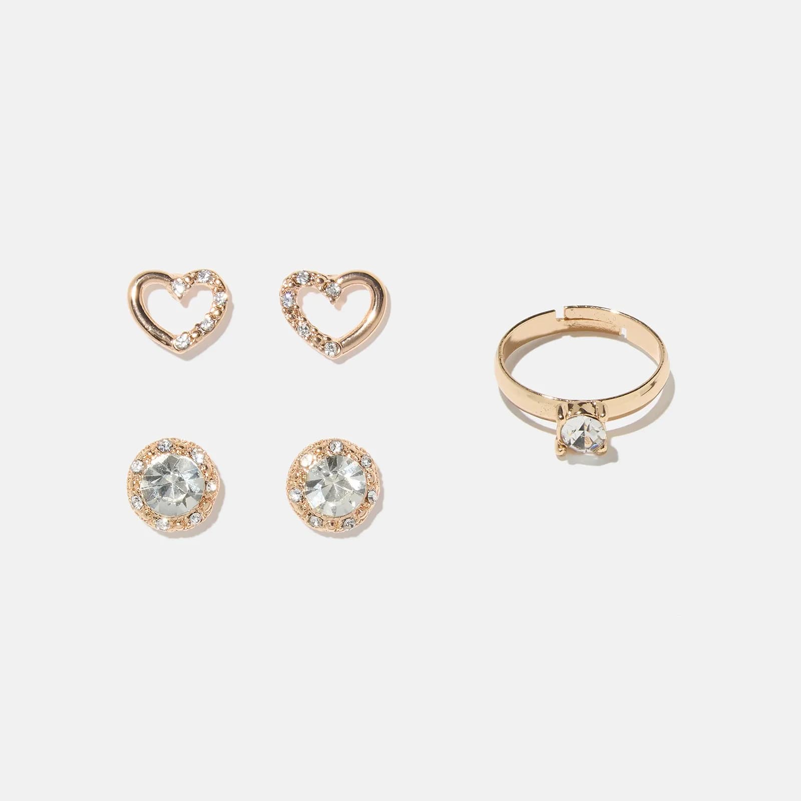 Smyckeset halsband, ring & örhängen guldfärg 5