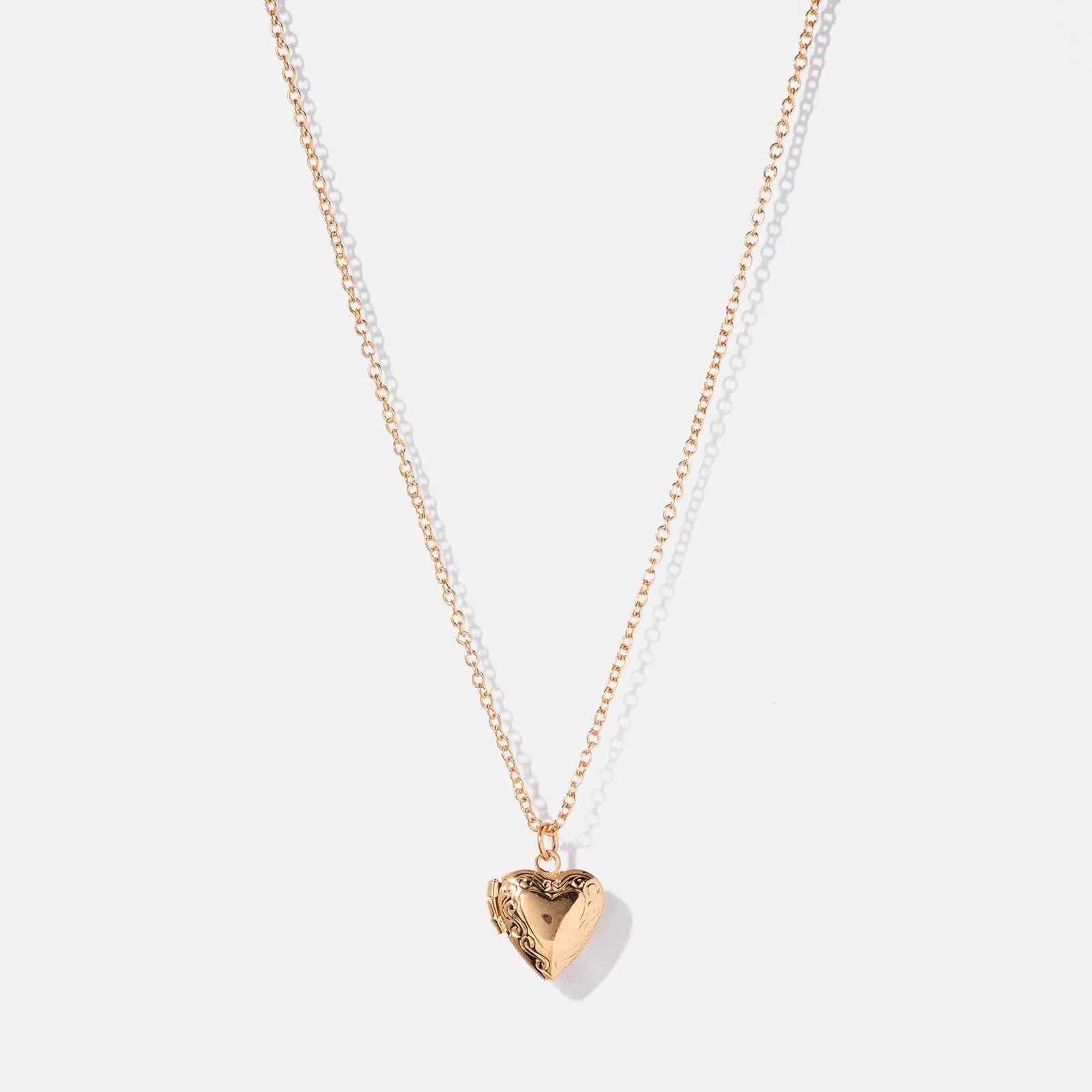 Guldfärgat halsband - hjärtberlock, 38+6cm