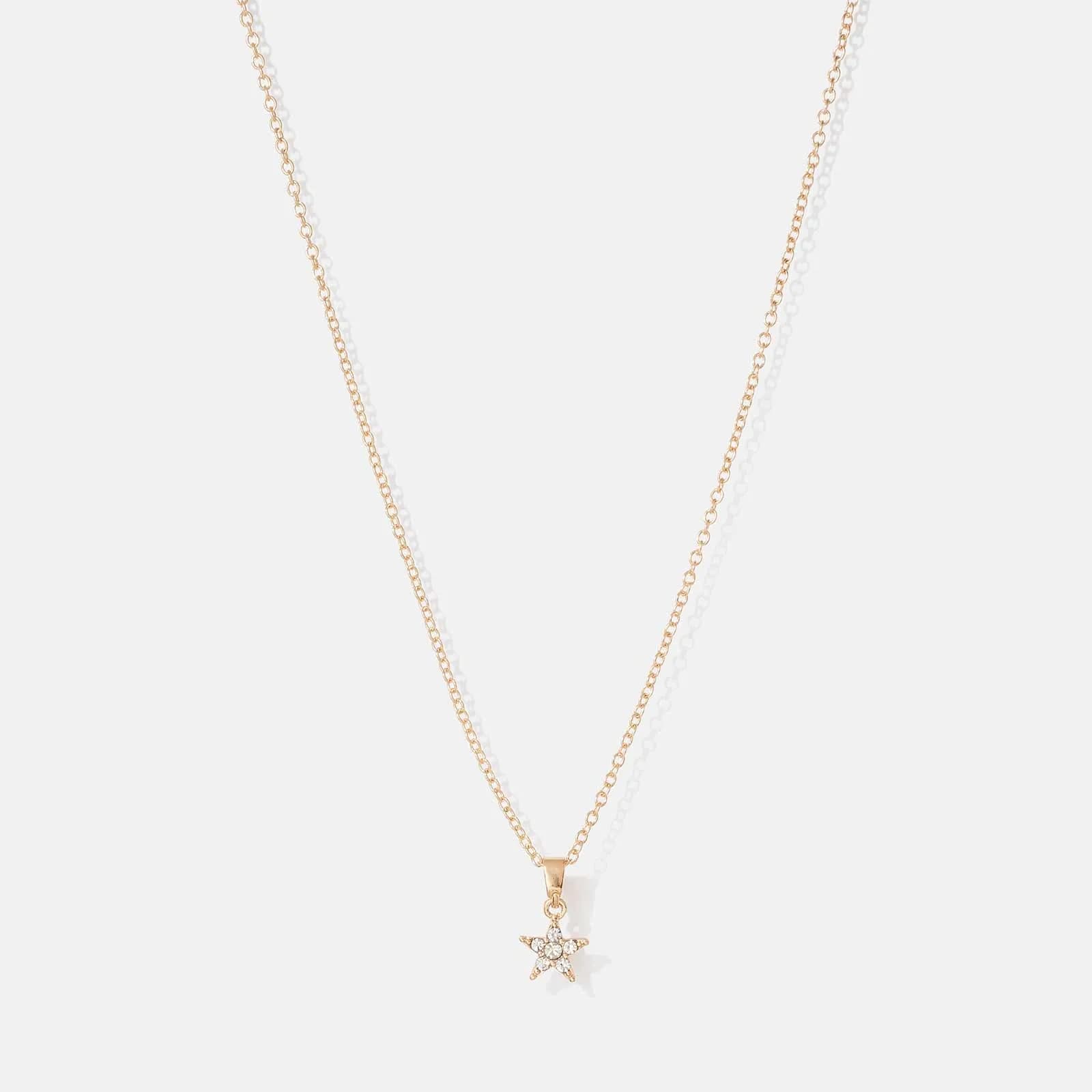 Guldfärgat halsband - stjärna, 38+6cm