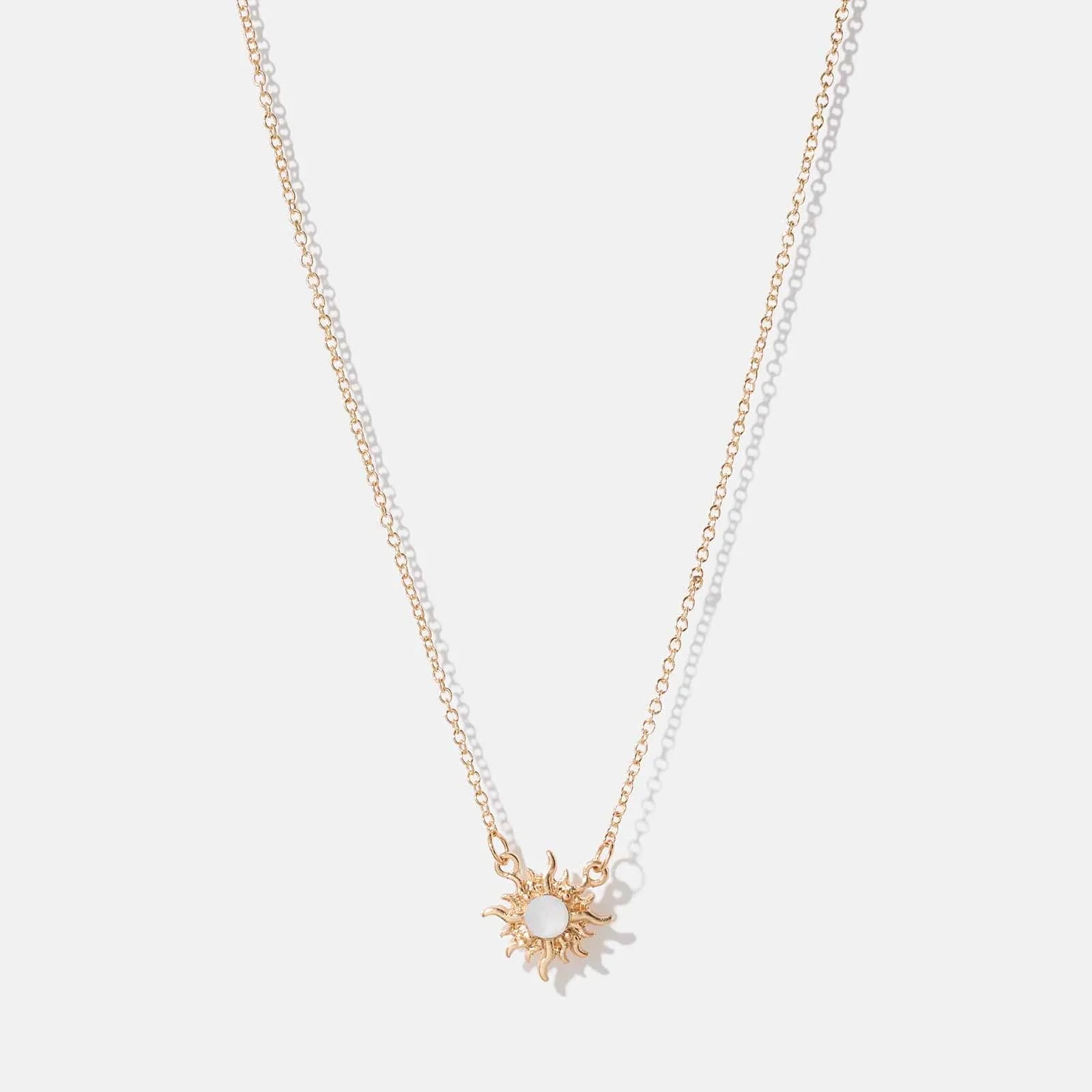 Guldfärgat halsband - sol, 38+6cm