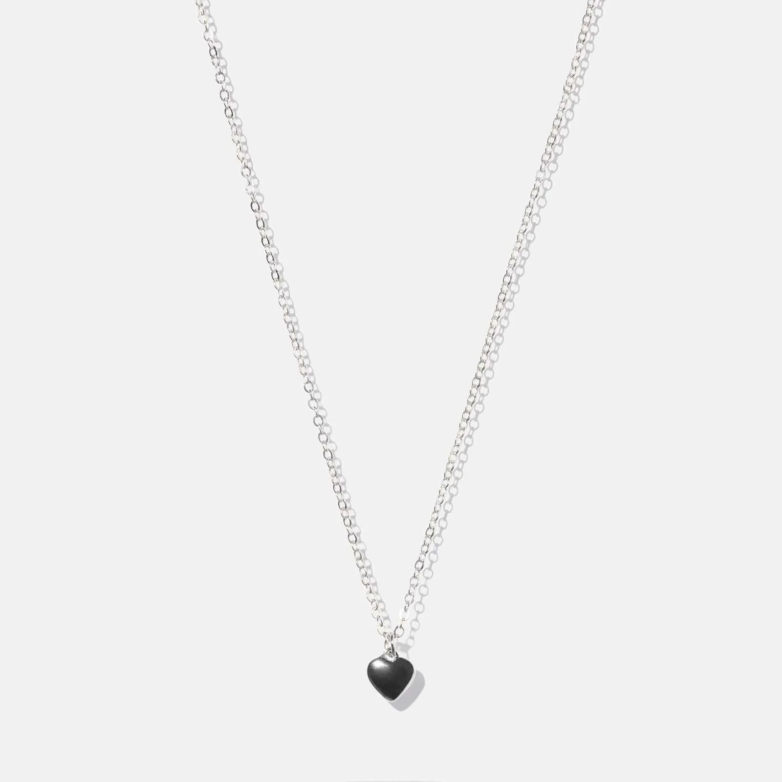 Silverfärgat halsband -  kedja med hjärta, 42+6 cm