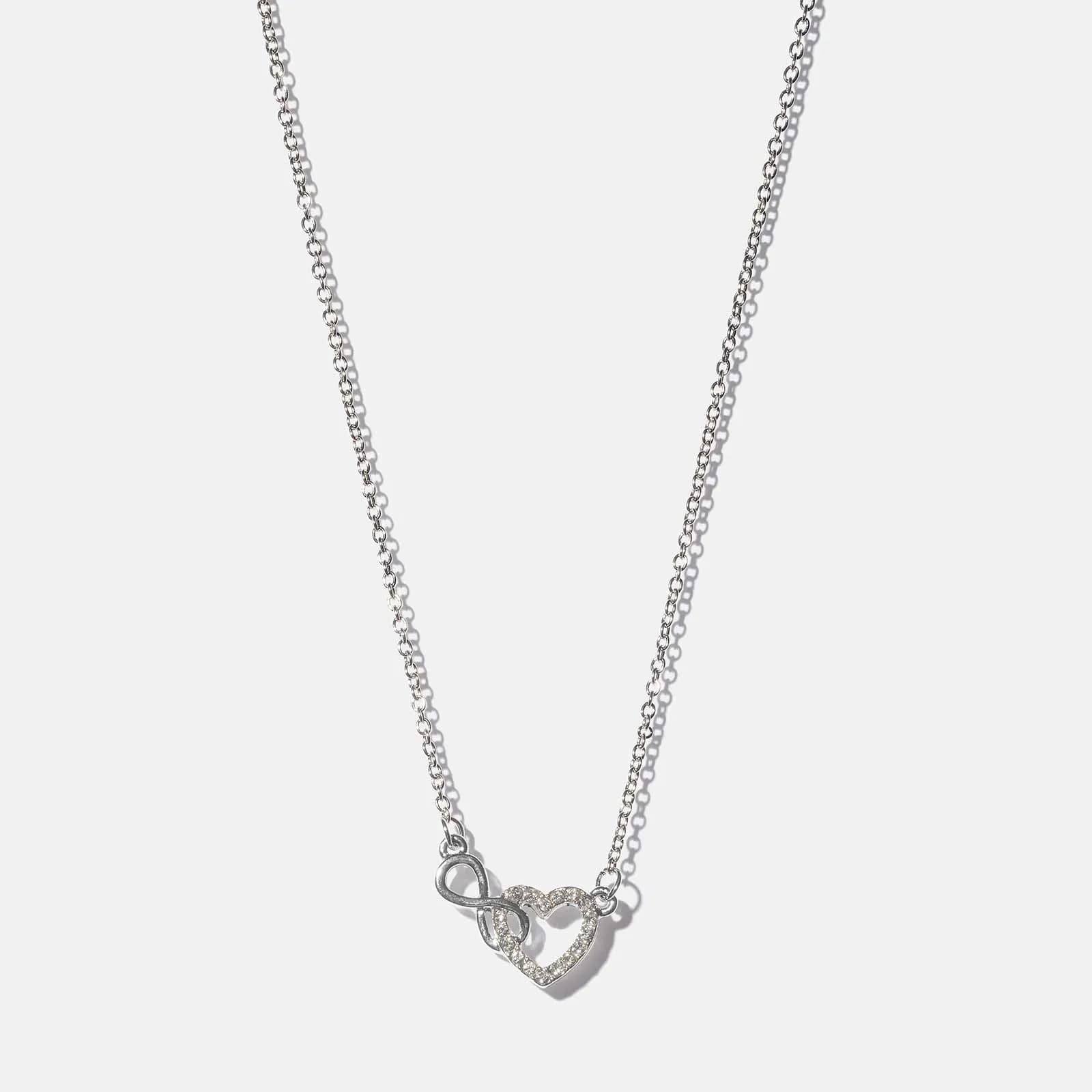 Silverfärgat halsband - hjärta & infinitysymbol, 42+6cm