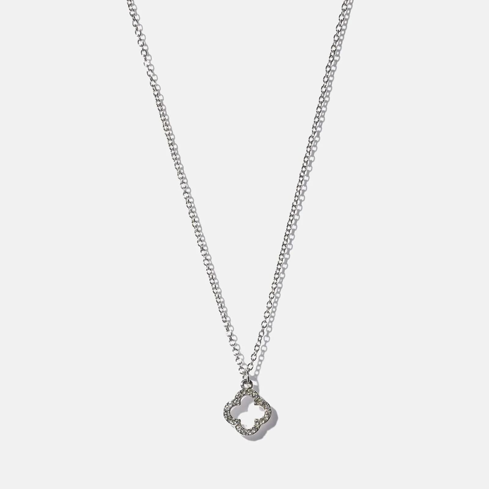 Silverfärgat halsband - fyrklöver, 42+6cm