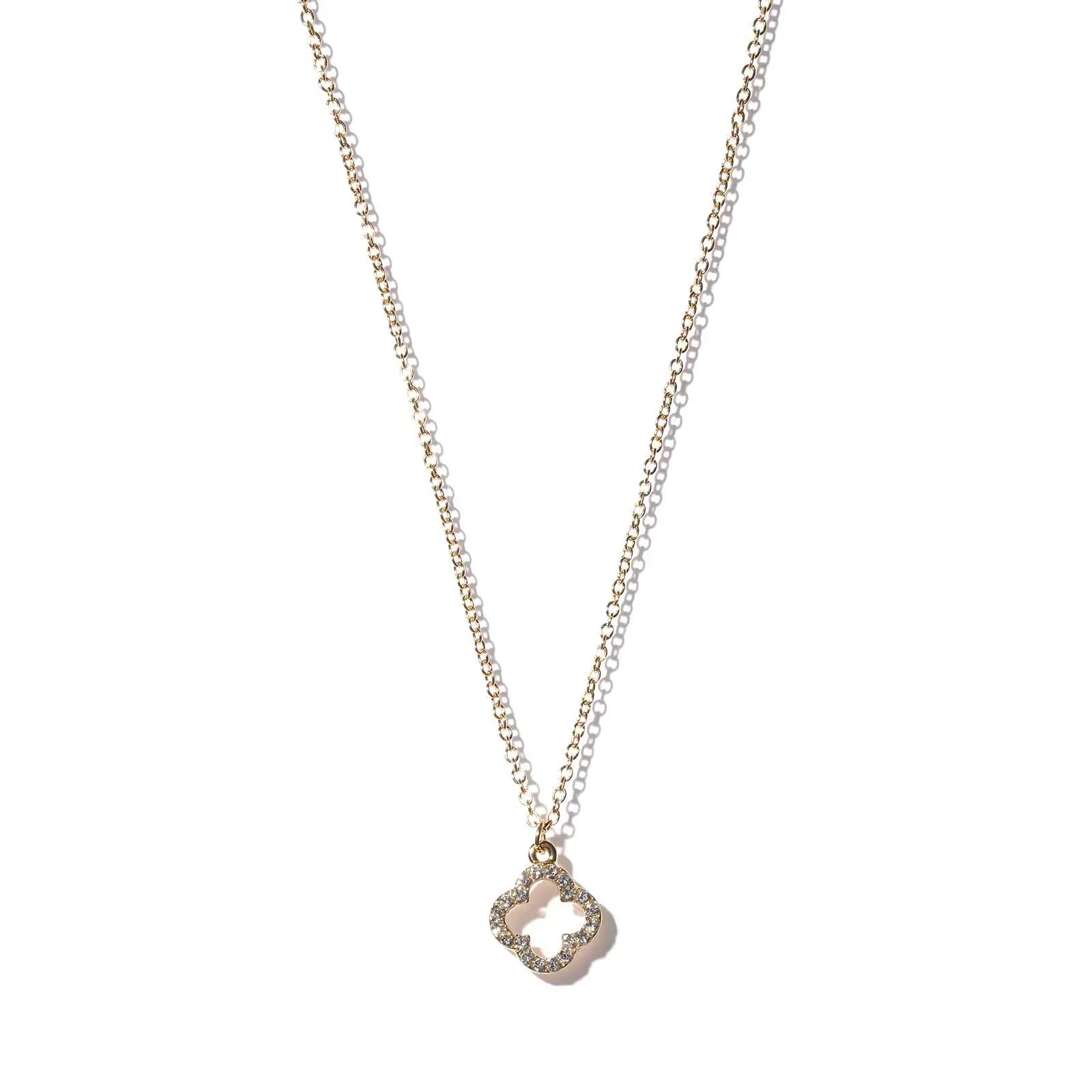 Guldfärgat halsband - fyrklöver, 42+6cm