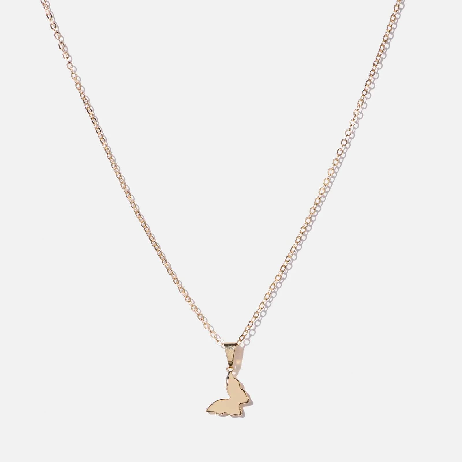 Guldfärgat halsband - hänge fjäril 1