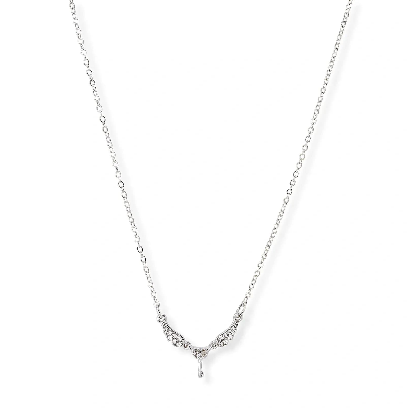 Silverfärgat halsband, nyckel, 42+7cm