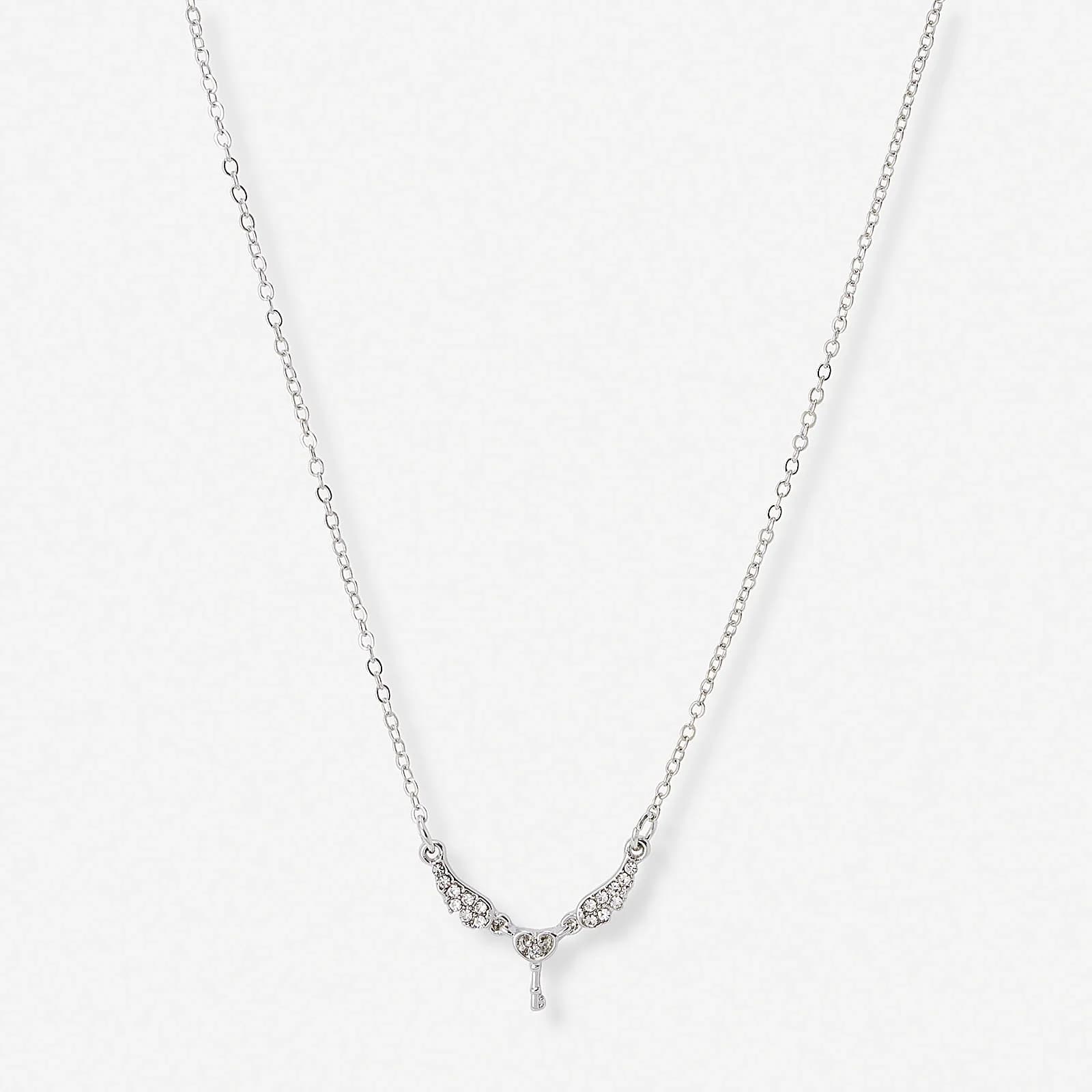 Silverfärgat halsband, nyckel, 42+7cm