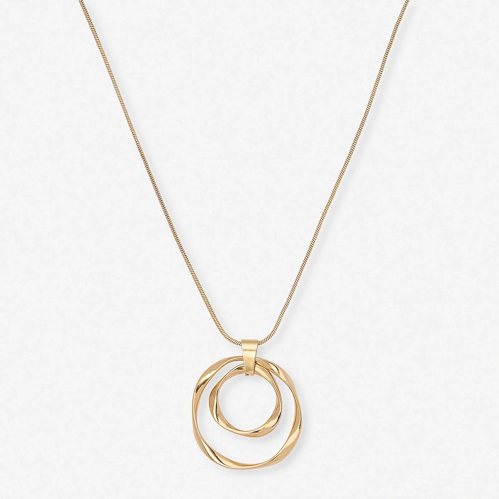 Guldfärgat halsband - vridna ringar, 60+6cm