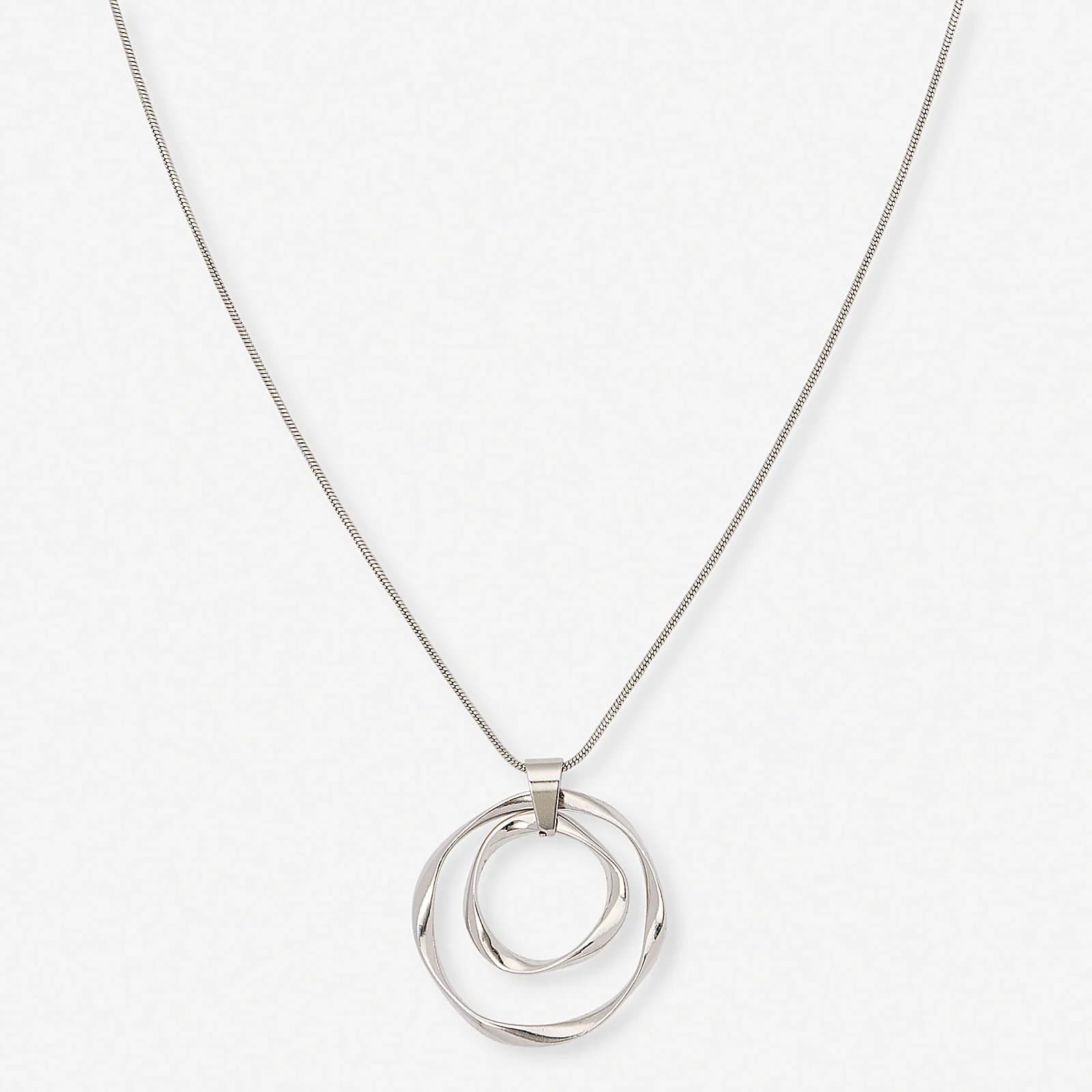 Silverfärgat halsband - vridna ringar, 60+6cm 1