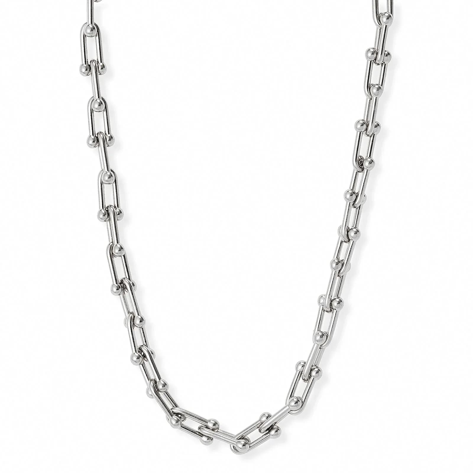 Silverfärgat halsband, byglar, 40+5cm
