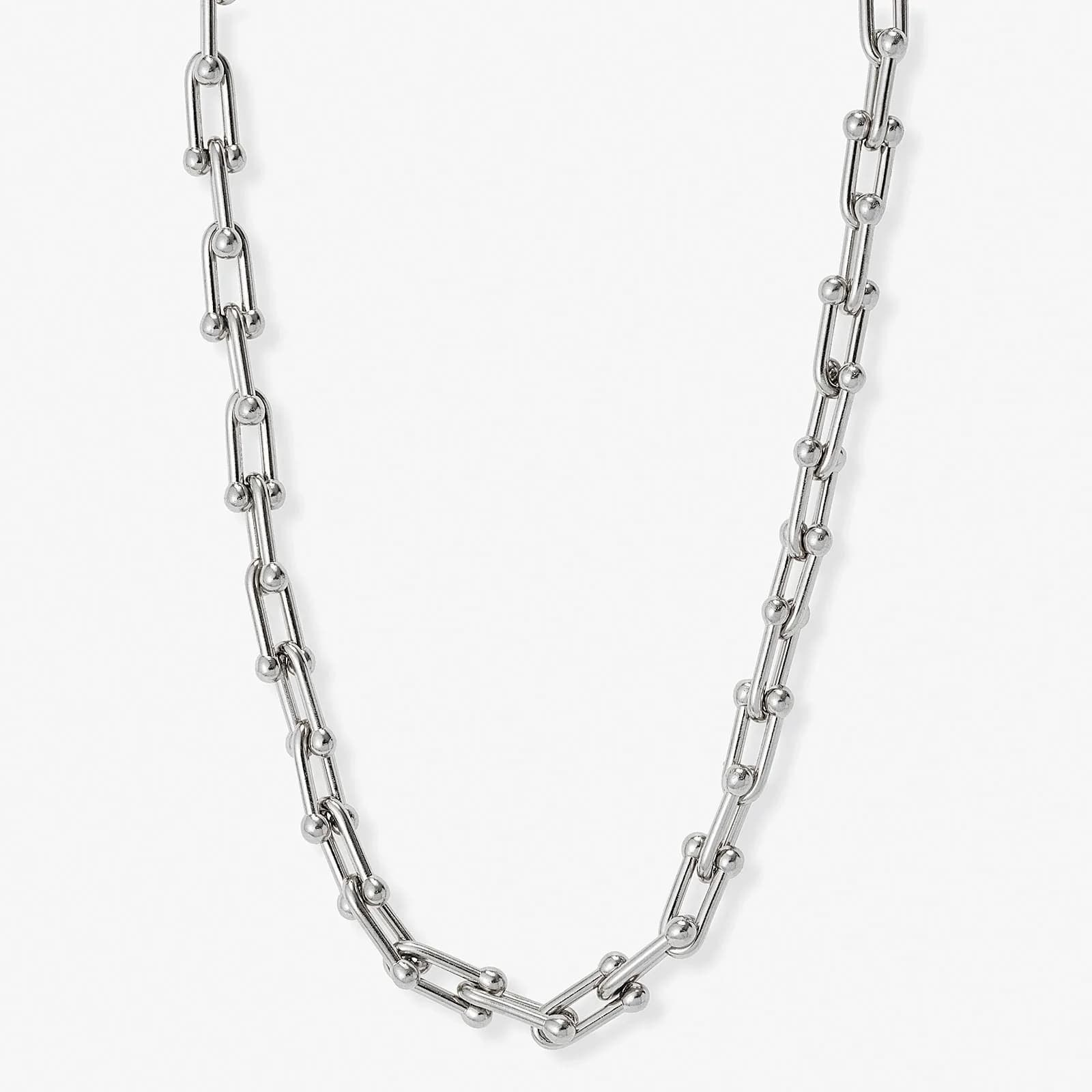 Silverfärgat halsband, byglar, 40+5cm