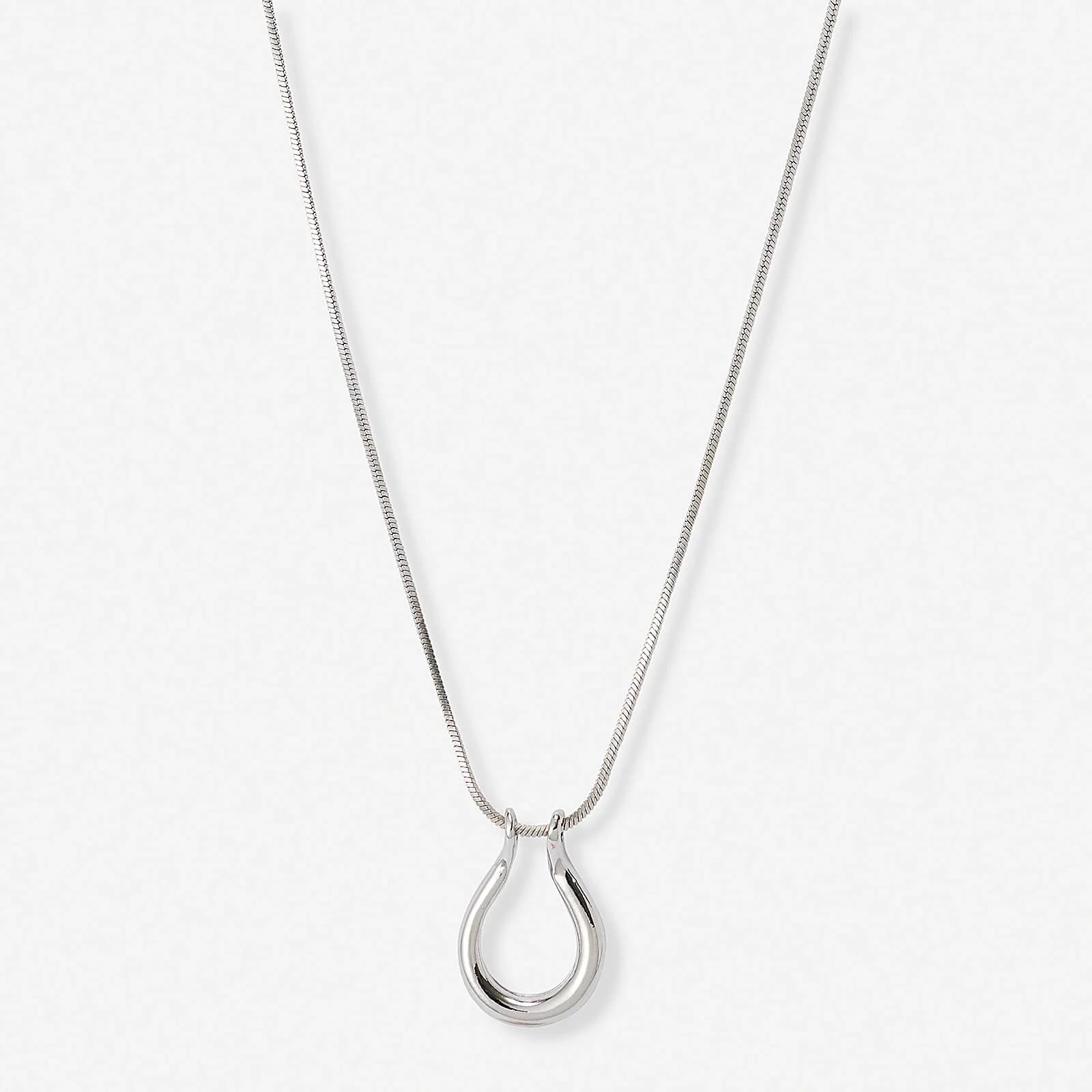 Silverfärgat halsband, bygel, 62+7cm