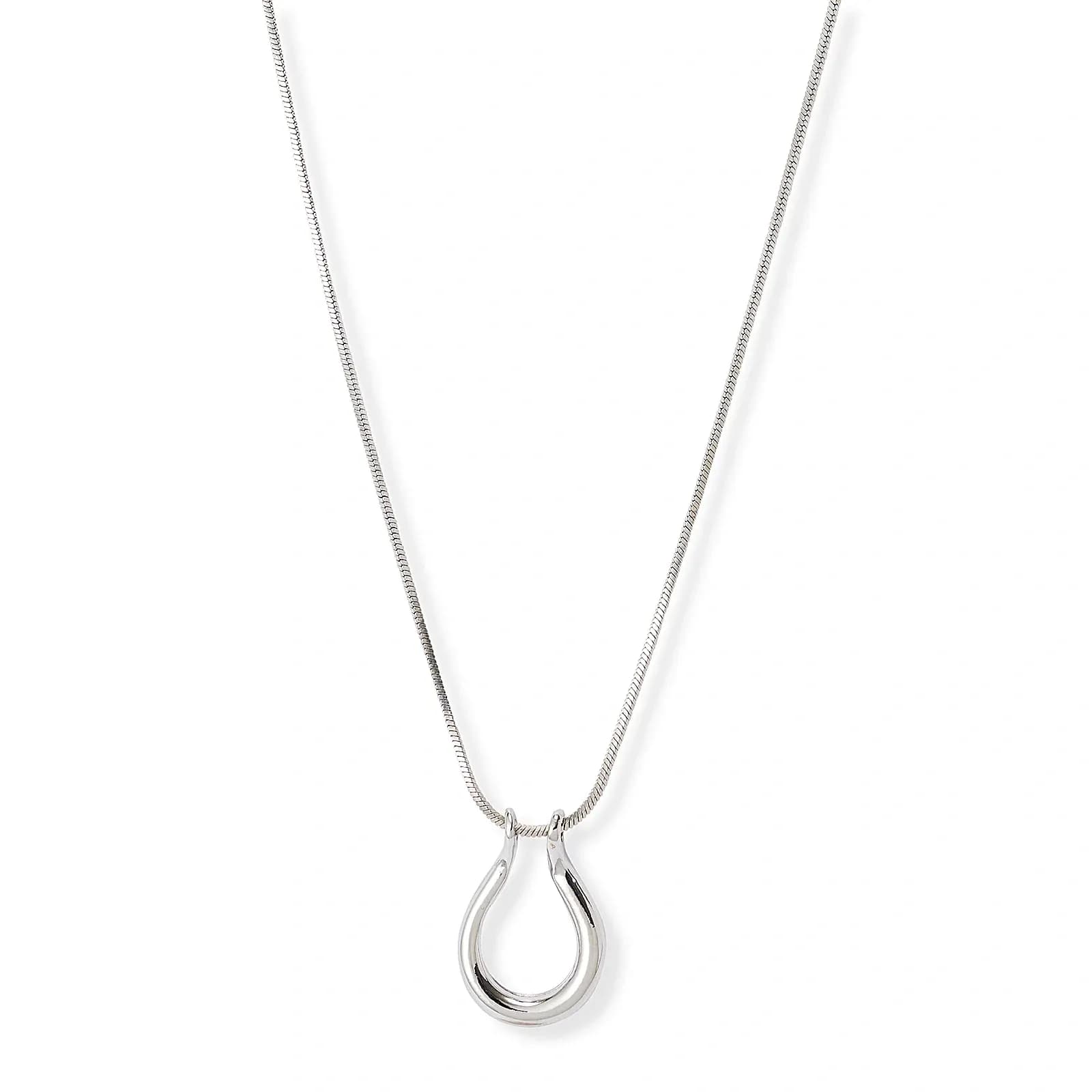 Silverfärgat halsband, bygel, 62+7cm