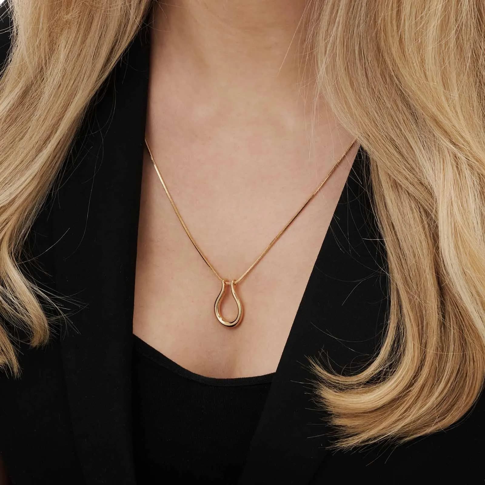 Guldfärgat halsband, bygel, 62+7cm 2