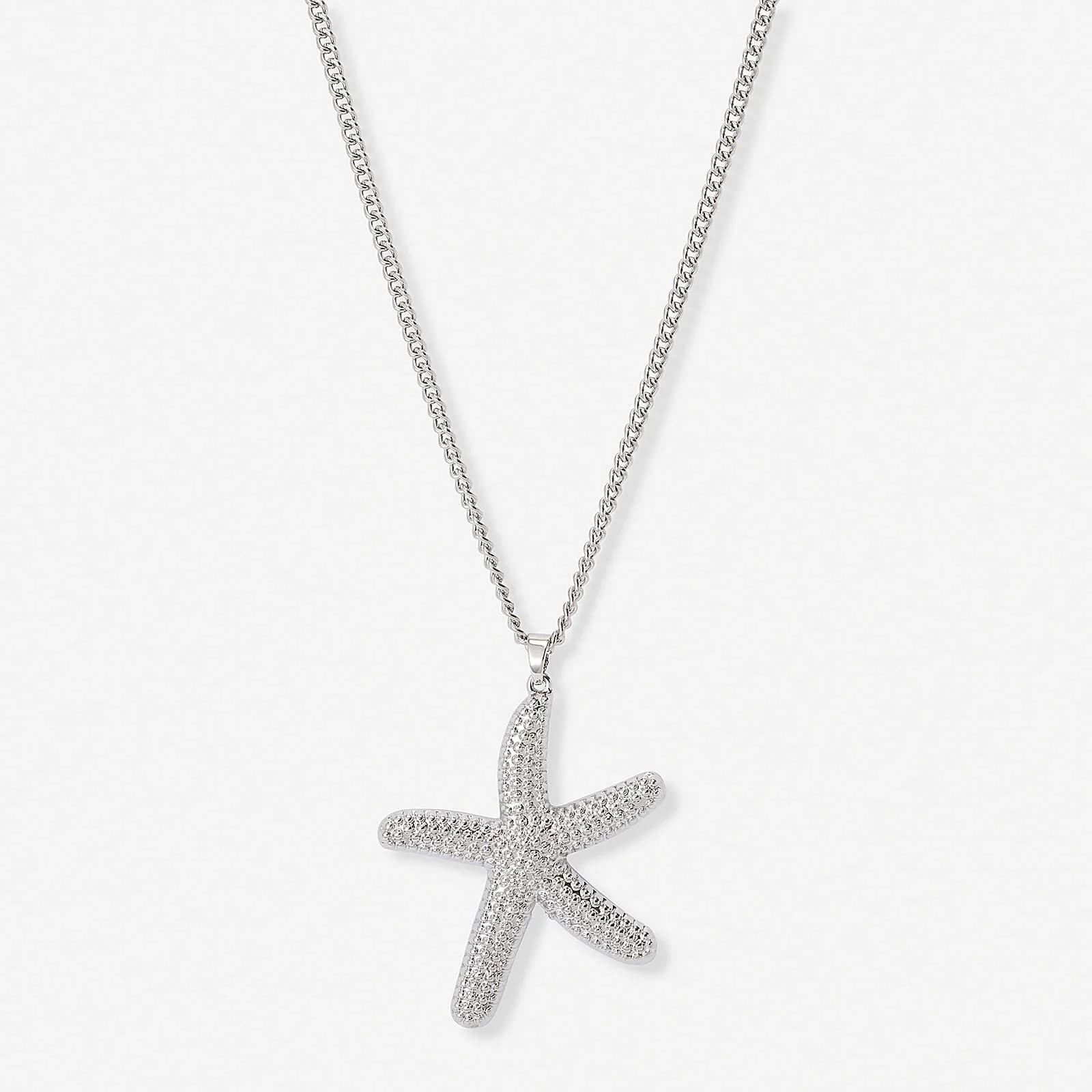 Silverfärgat halsband, sjöstjärna, 47+7cm