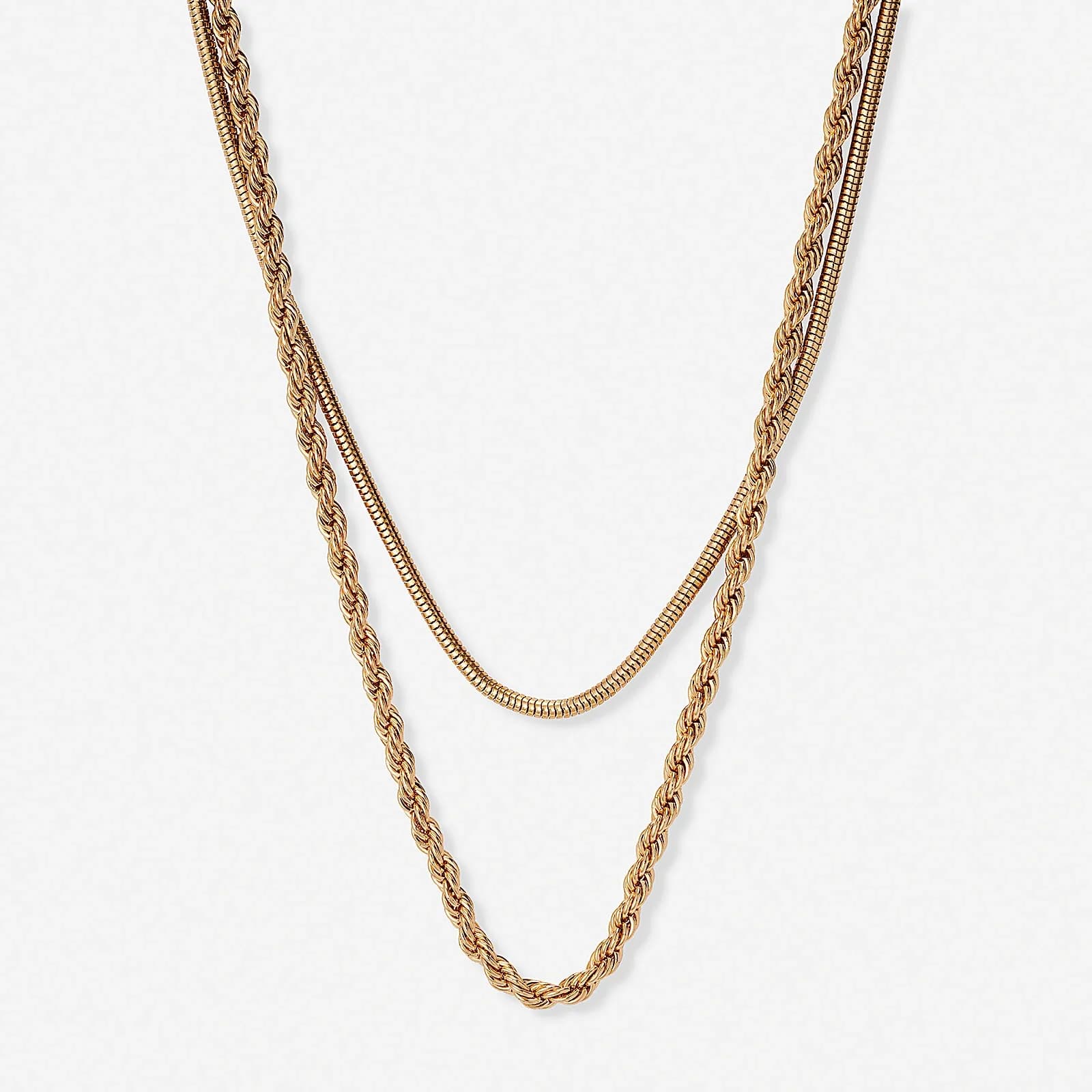 Guldfärgat tvåradigt halsband, 45-48+7cm 1
