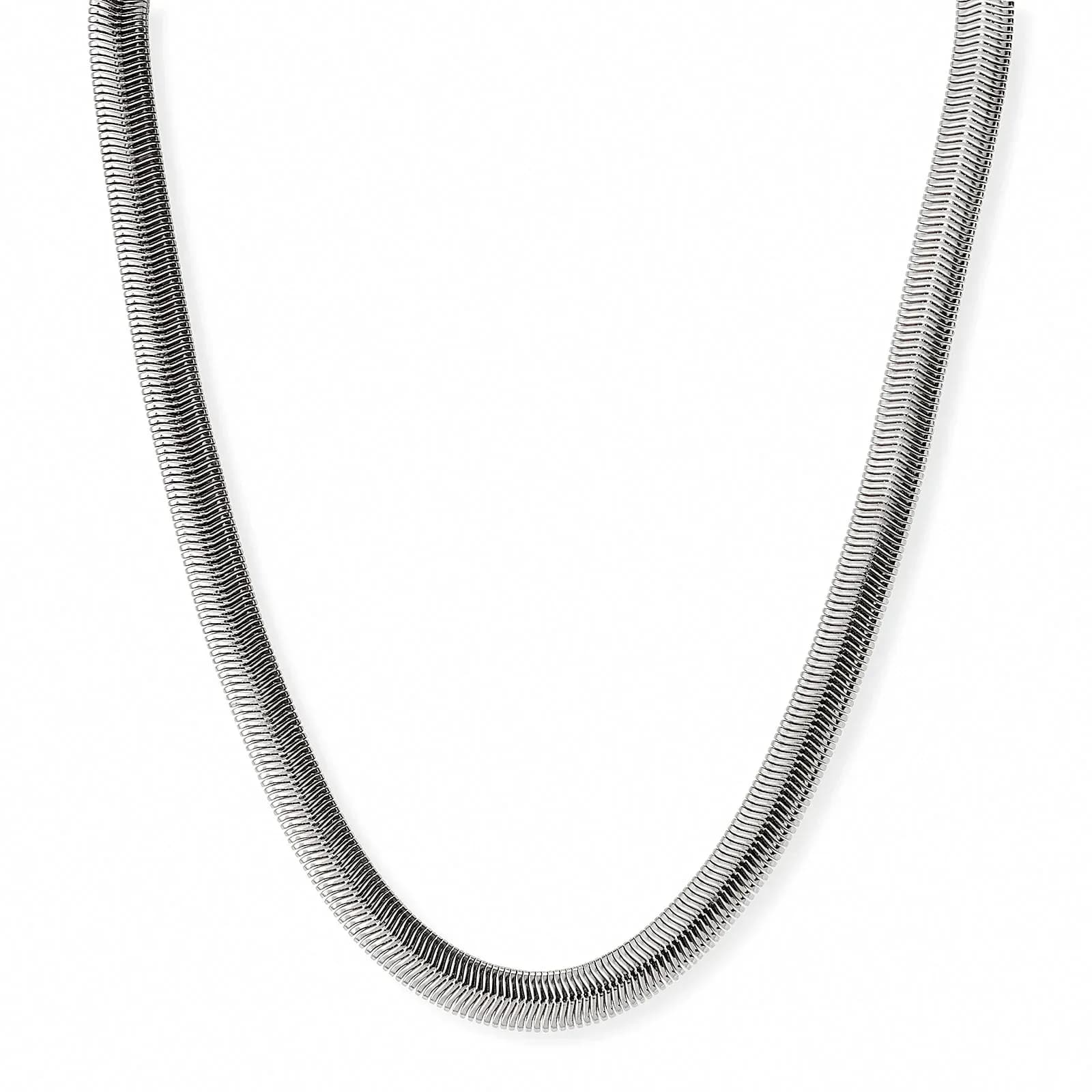 Silverfärgat halsband, fiskbenskedja, 42+7cm