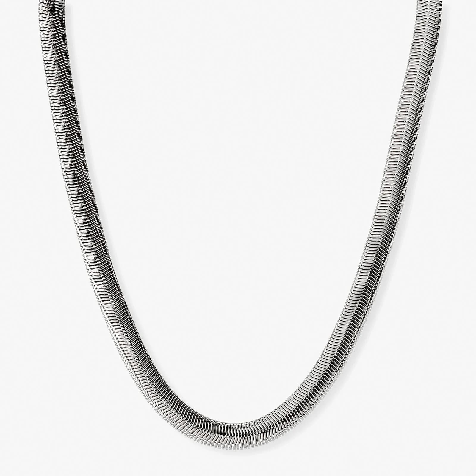 Silverfärgat halsband, fiskbenskedja, 42+7cm