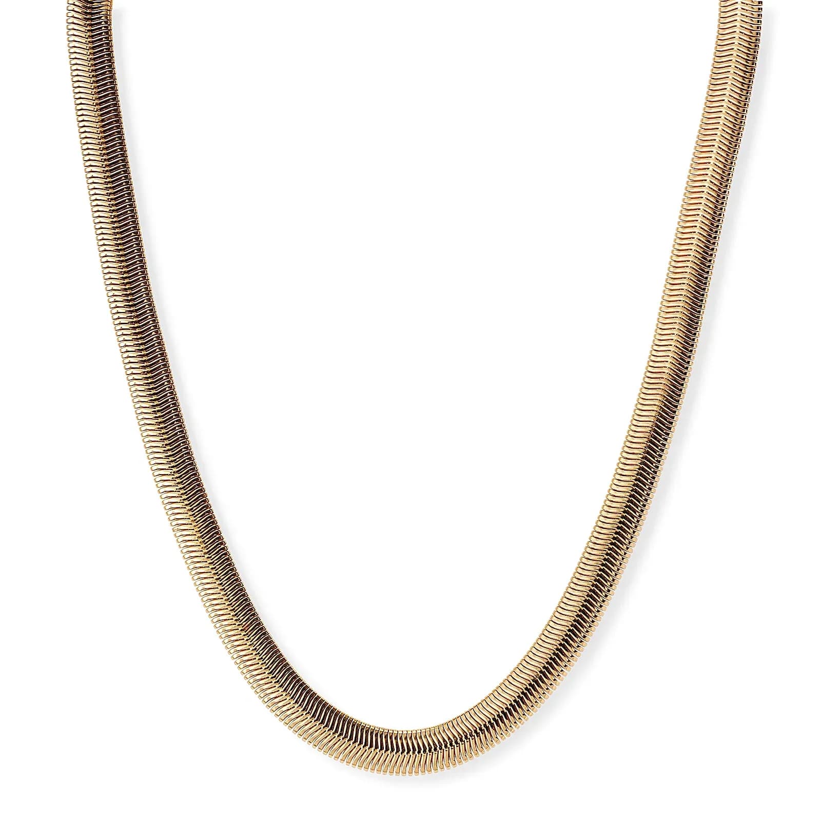 Guldfärgat halsband, fiskbenskedja, 42+7cm