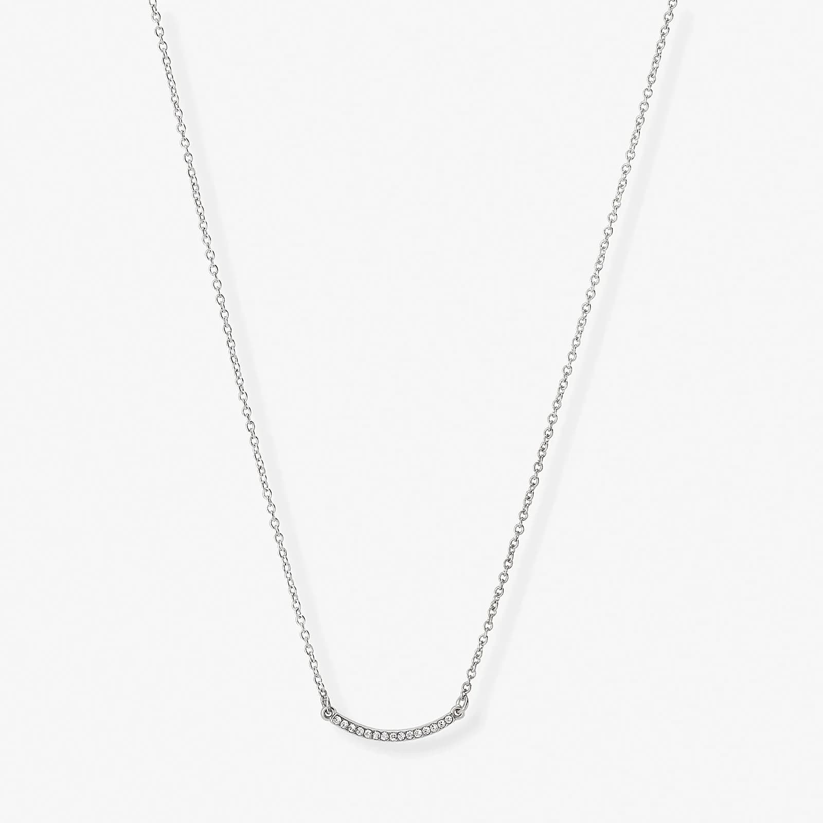 Silverfärgat halsband, båge med stenar, 42+7cm 1