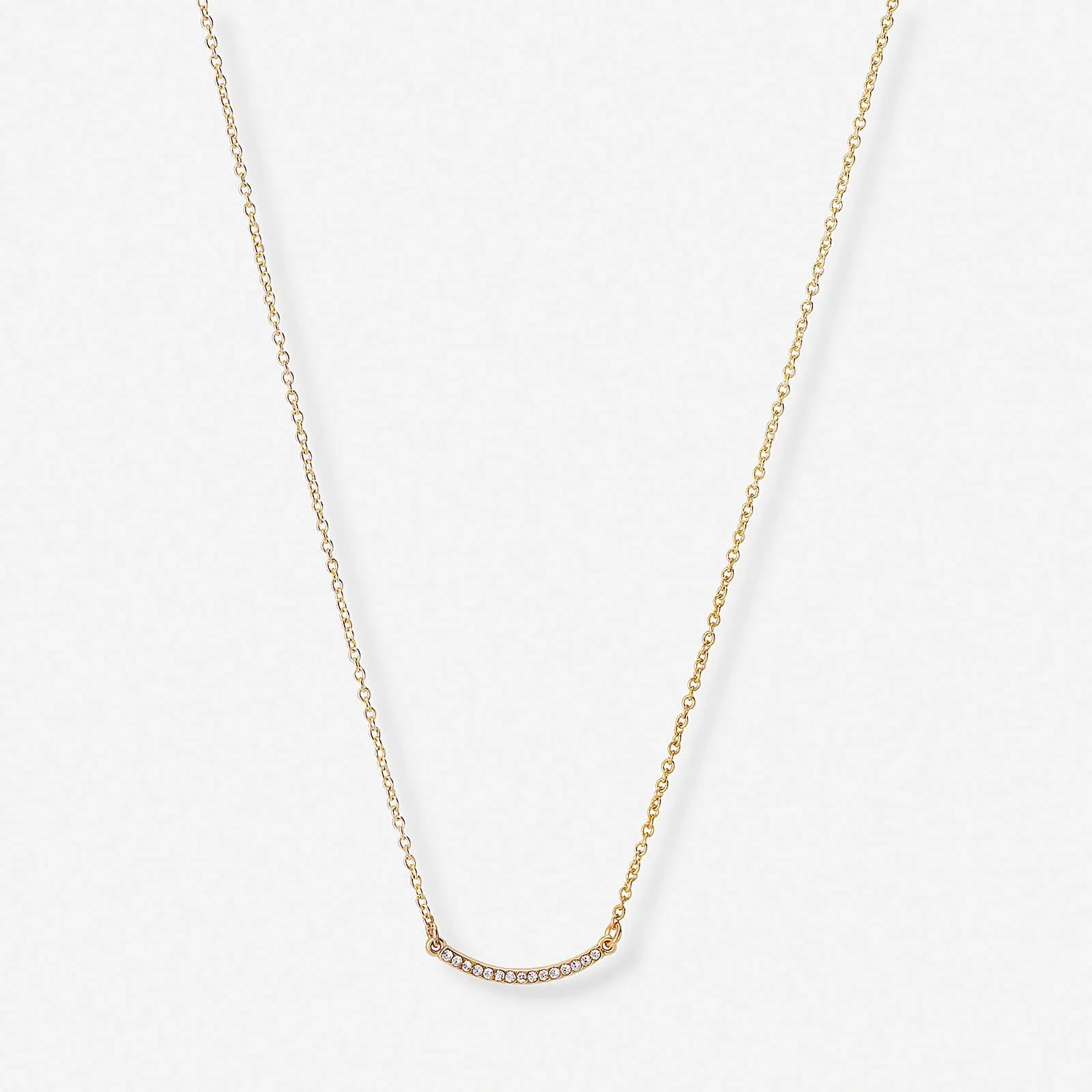 Guldfärgat halsband, båge med stenar, 42+7cm