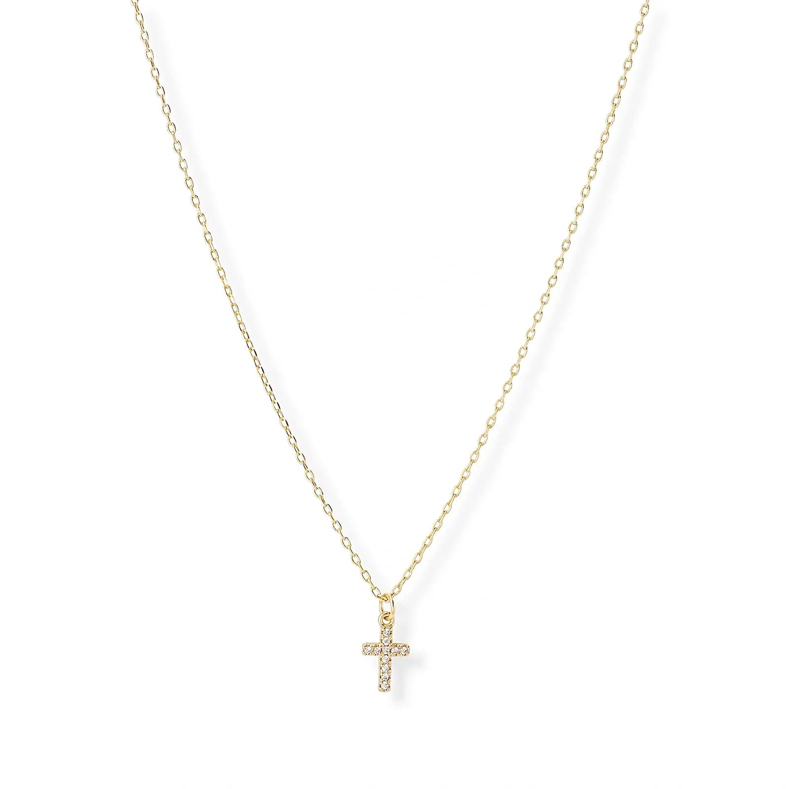 Guldfärgat halsband, kors, 42+7cm