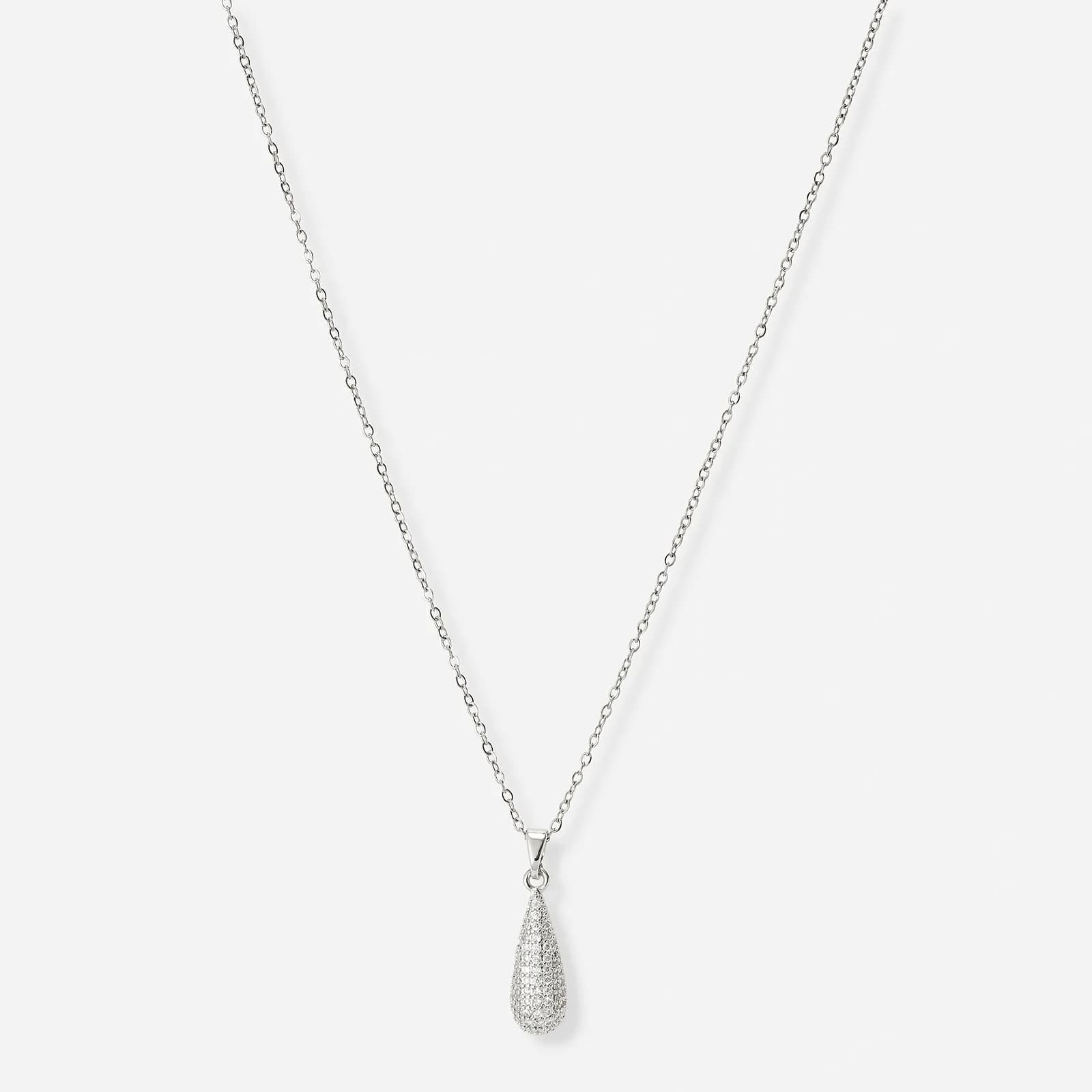 Silverfärgat halsband, droppe med kristaller - 42+7 cm