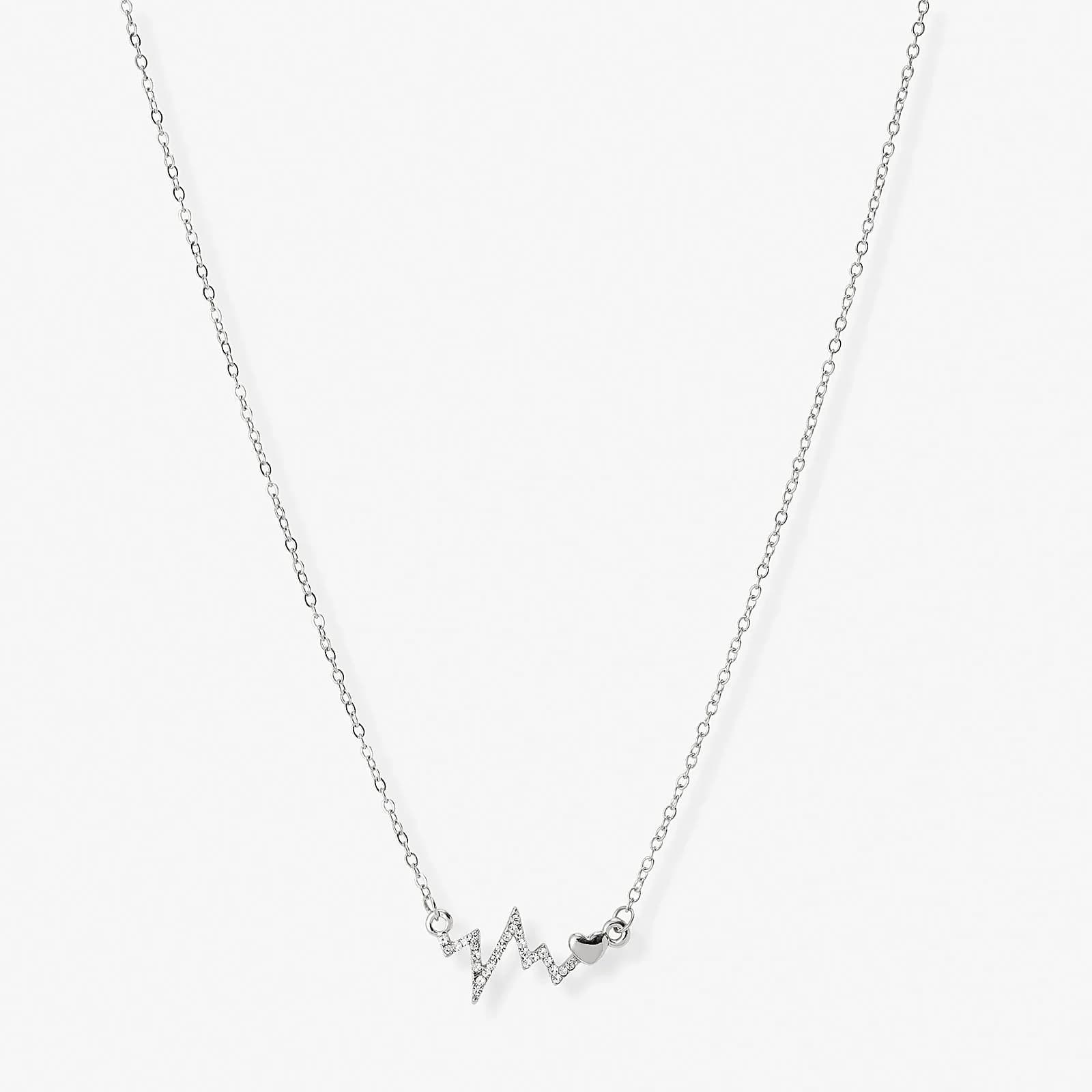 Silverfärgat halsband, hjärta och hjärtslag - 42+7 cm 1
