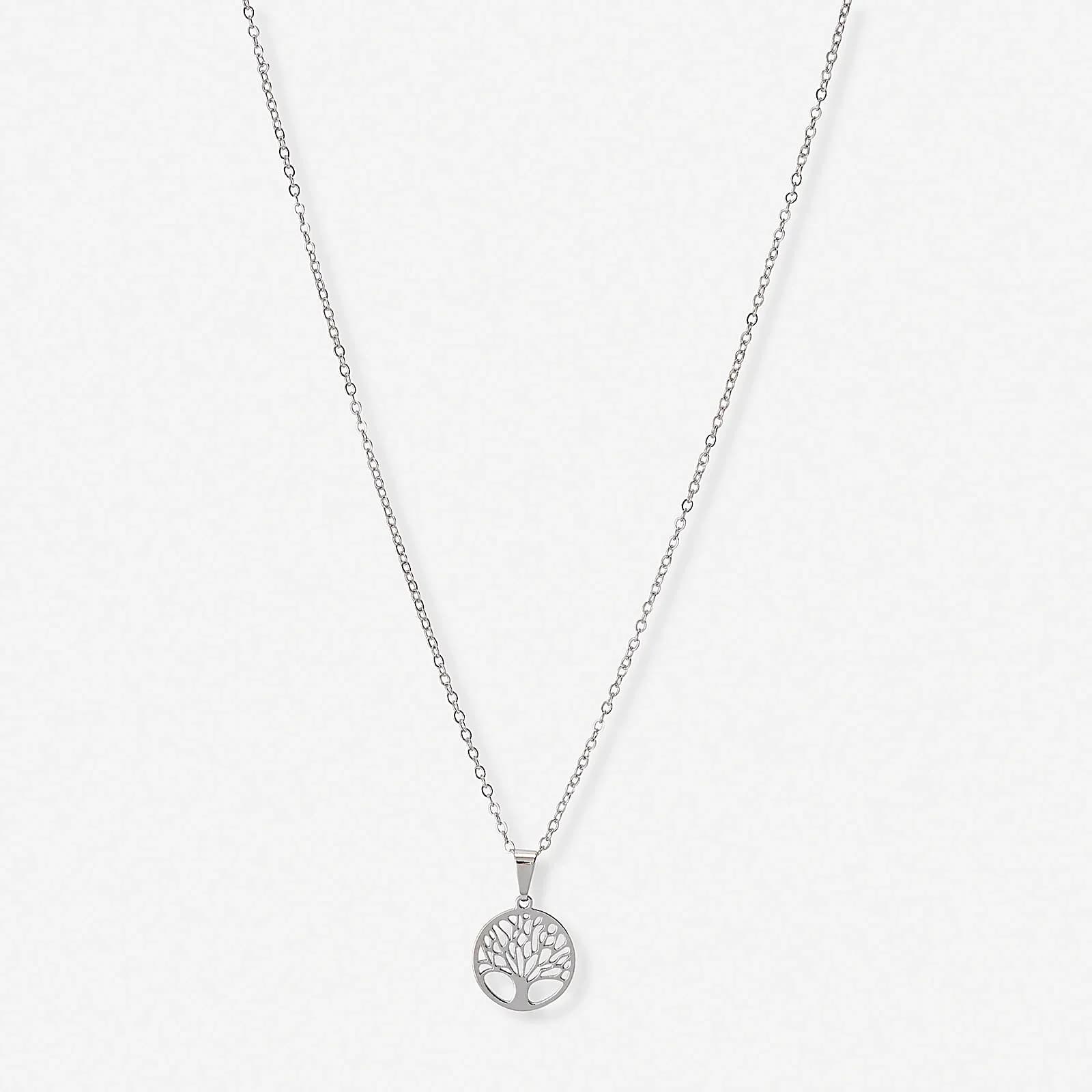 Silverfärgat halsband, livets träd - 42+7 cm